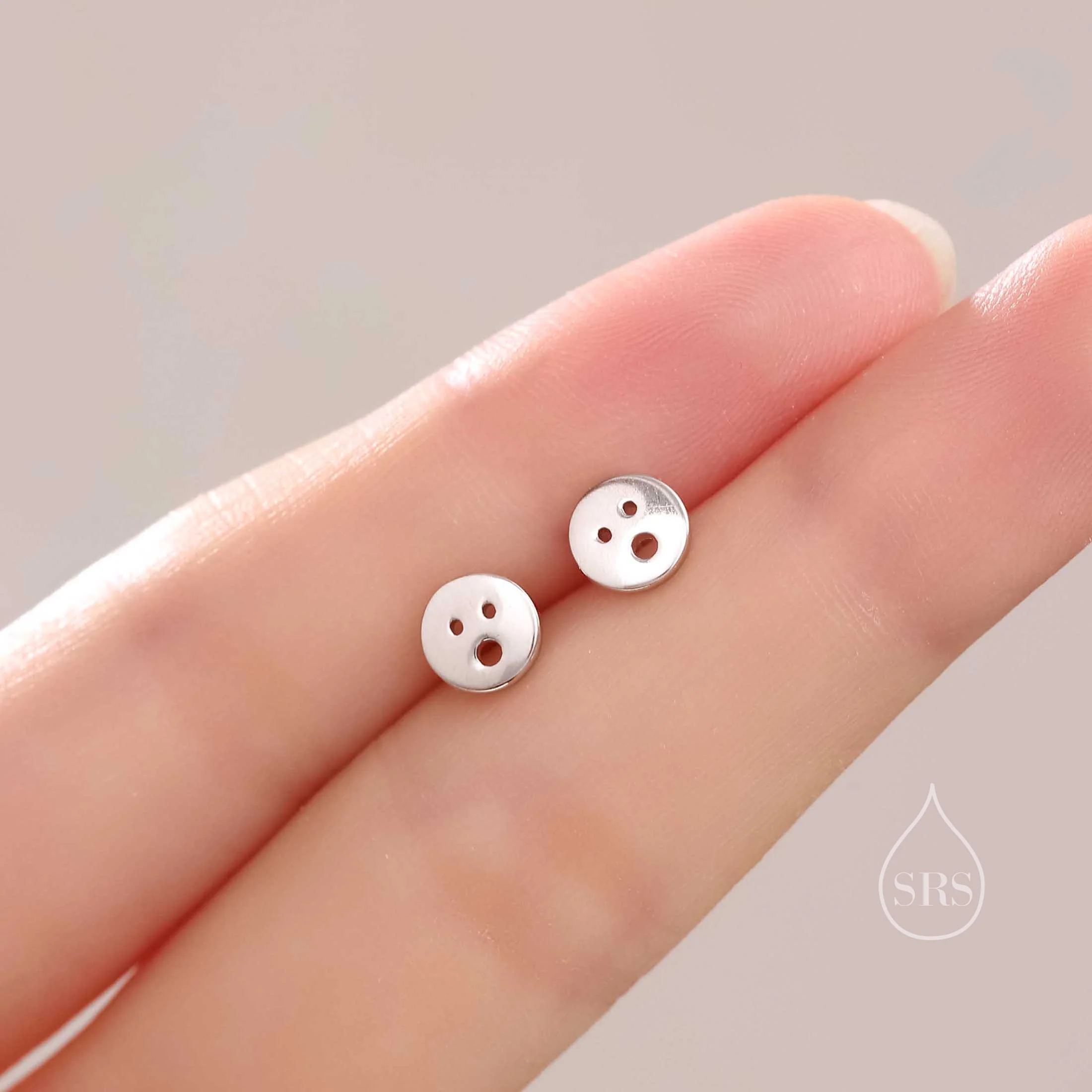 Surprise Face Stud Earrings in Sterling Silver, Silver or Gold or Rose Gold, Sterling Silver Surprise Earrings - Image 3