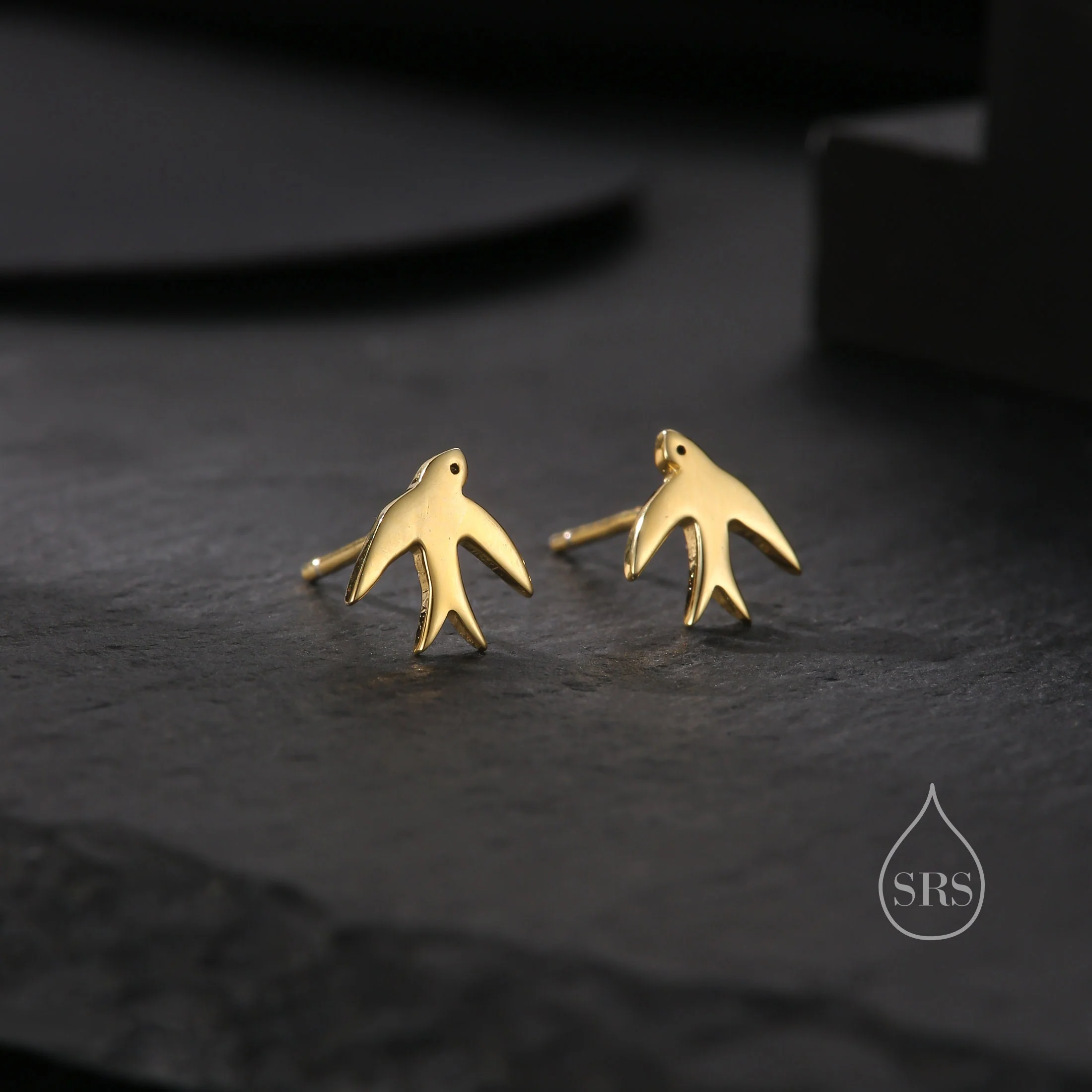 Swallow Bird Stud Earrings in Sterling Silver Flying Bird Earrings, Silver or Gold or Rose Gold, Nature Inspired Animal Earrings - Image 4