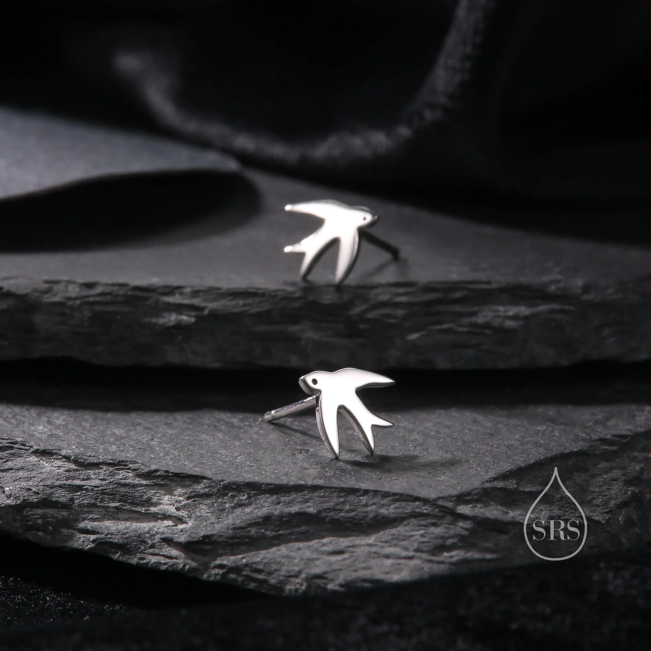 Swallow Bird Stud Earrings in Sterling Silver Flying Bird Earrings, Silver or Gold or Rose Gold, Nature Inspired Animal Earrings - Image 6