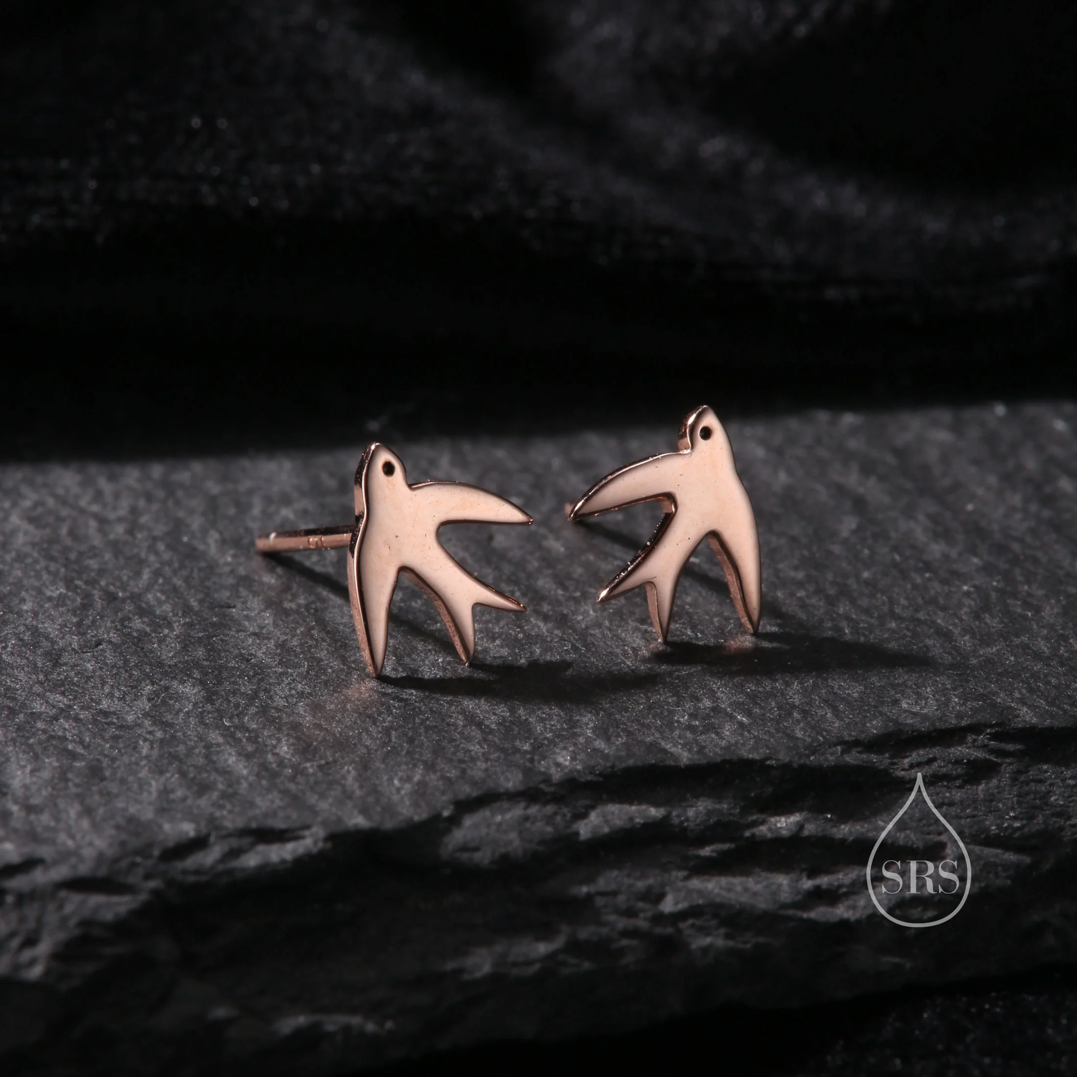 Swallow Bird Stud Earrings in Sterling Silver Flying Bird Earrings, Silver or Gold or Rose Gold, Nature Inspired Animal Earrings - Image 7
