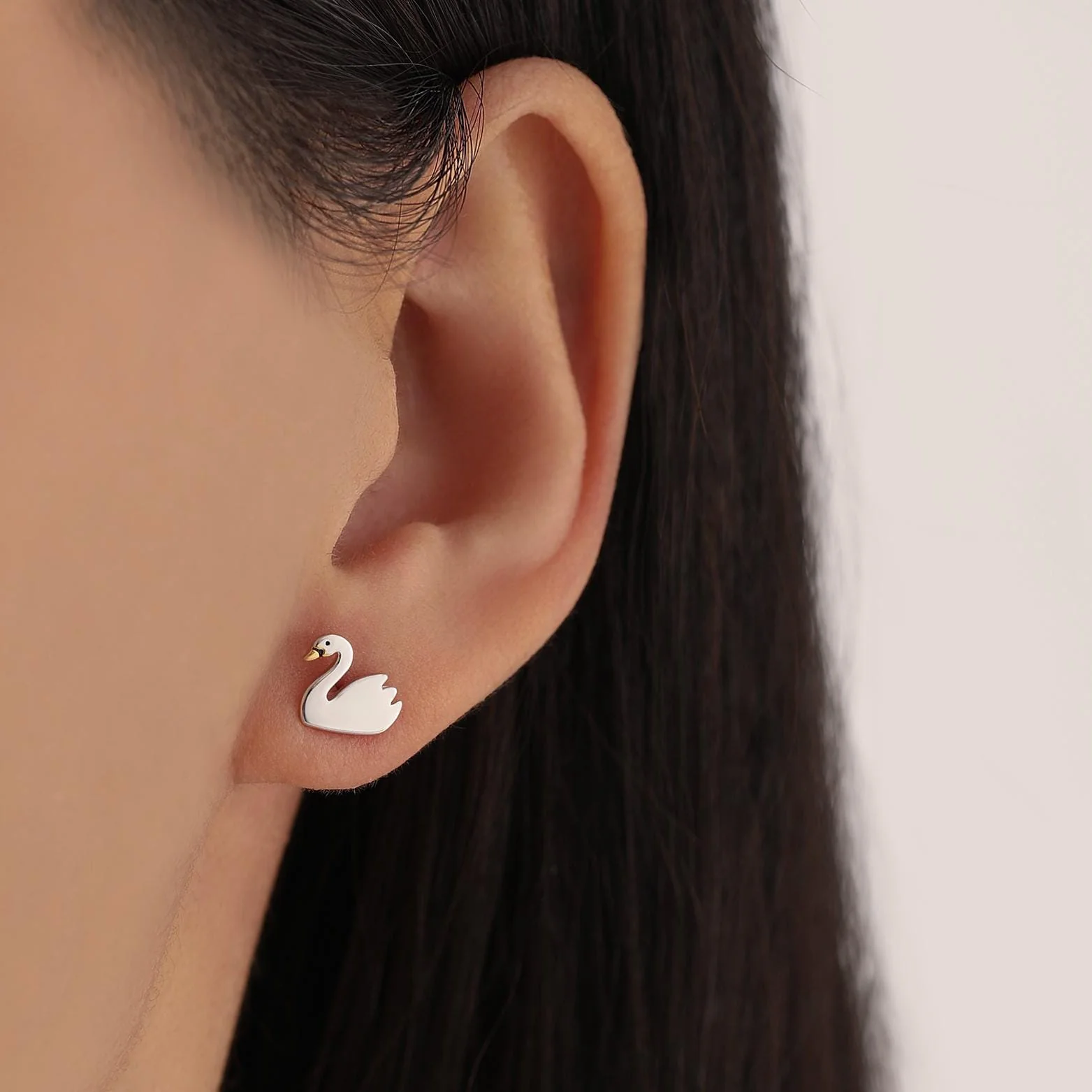 Swan Stud Earrings in Sterling Silver - Animal Stud Earrings - Bird Earrings - Cute, Fun, Whimsical - Image 2