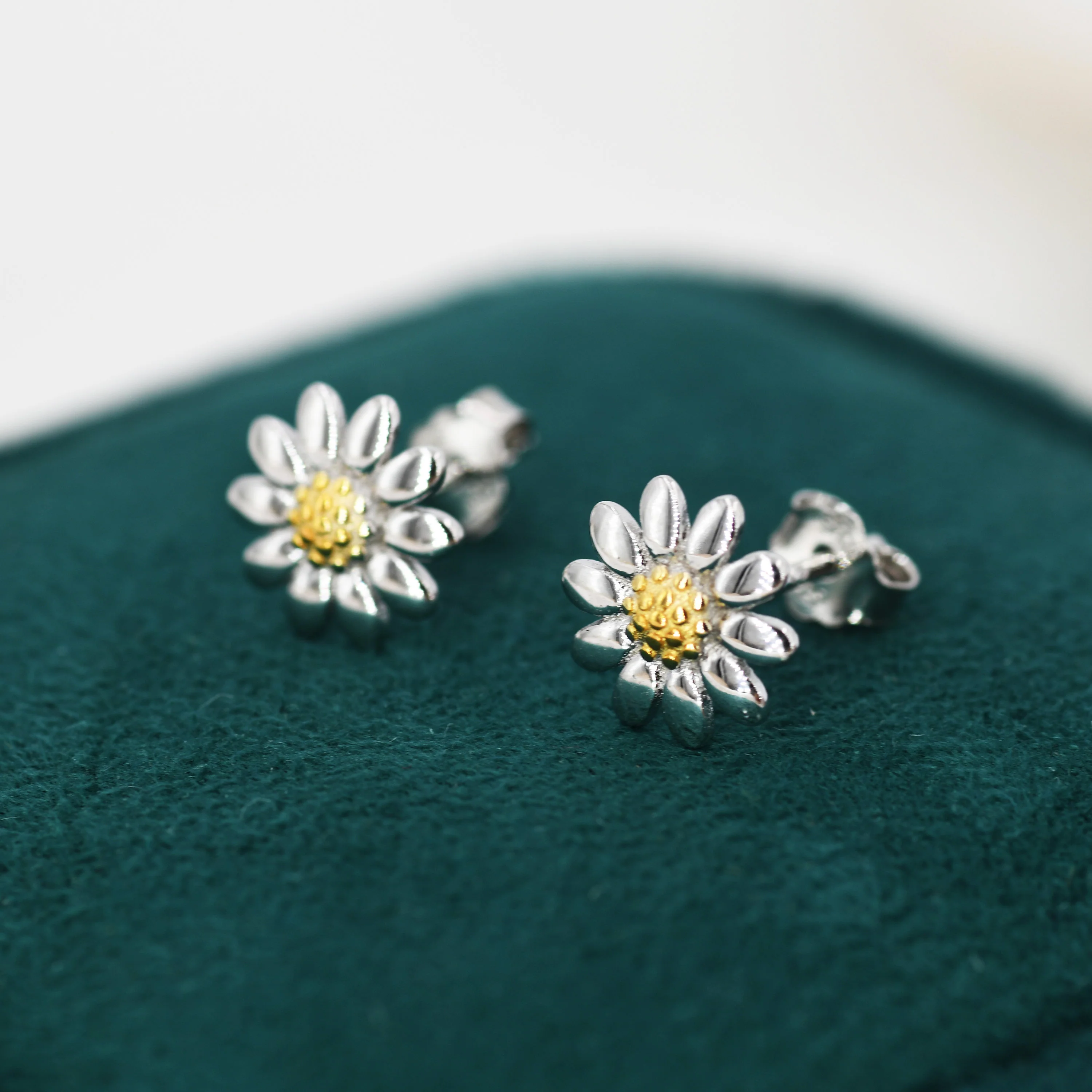 Sweet Daisy Stud Earrings in Sterling Silver, Silver and 18ct Gold, Flower Stud Earrings, Nature Inspired Floral and Plant Earrings - Image 3