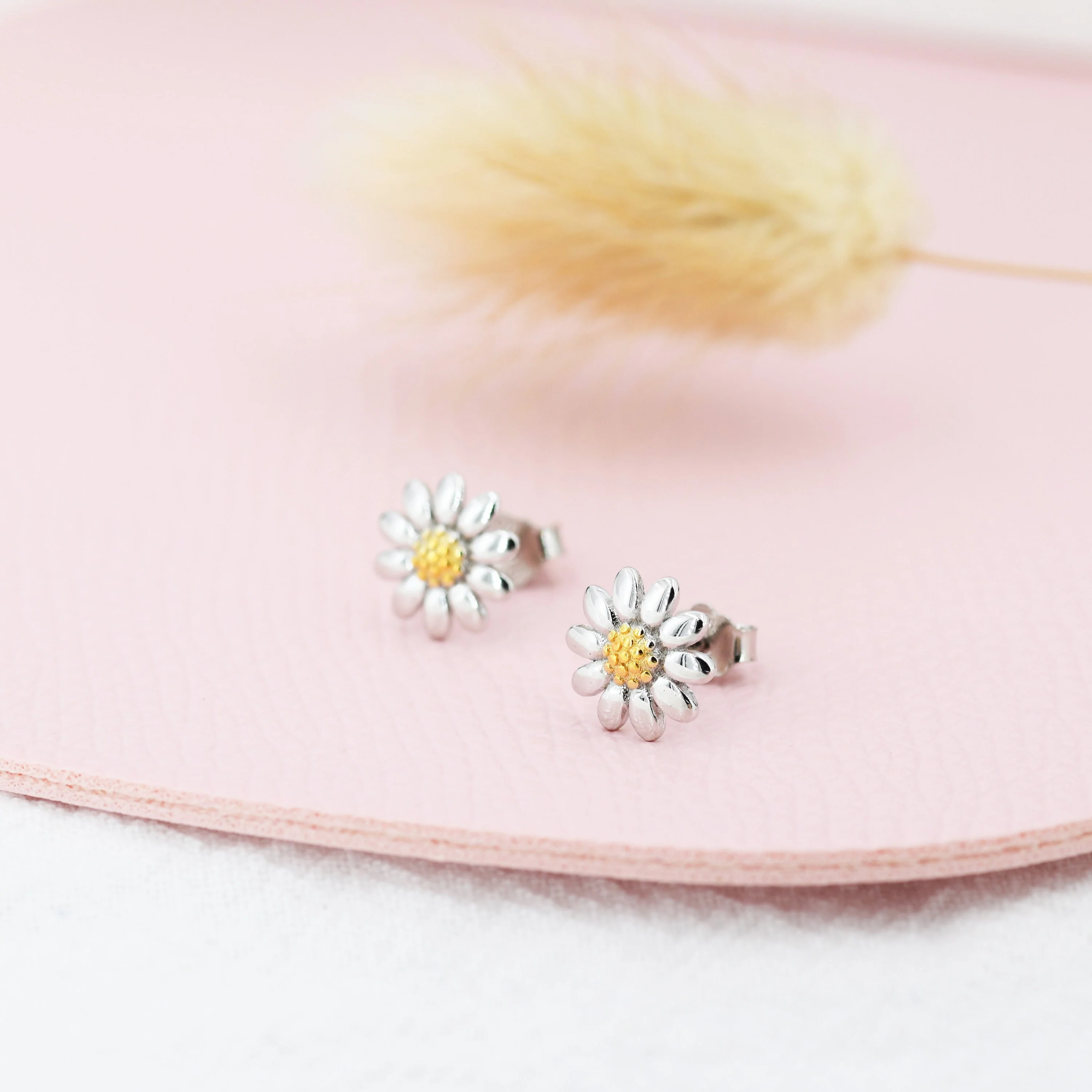 Sweet Daisy Stud Earrings in Sterling Silver, Silver and 18ct Gold, Flower Stud Earrings, Nature Inspired Floral and Plant Earrings - Image 4