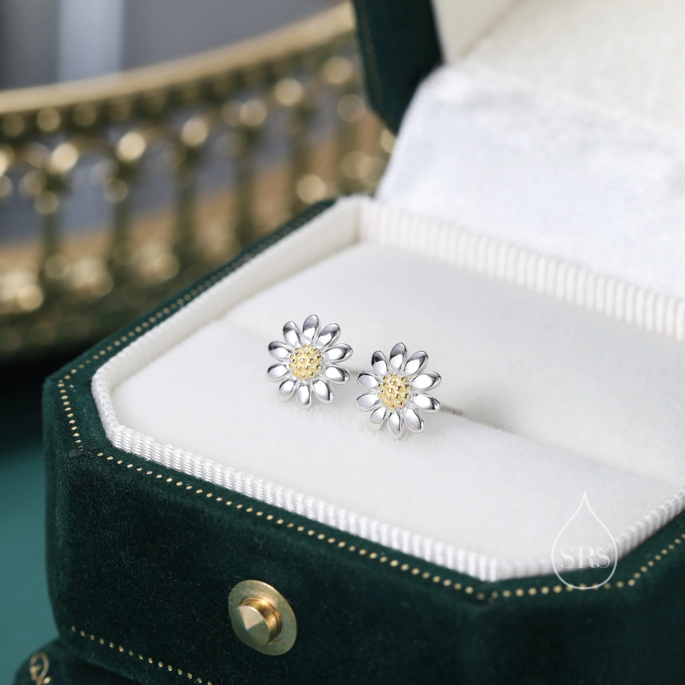 Sweet Daisy Stud Earrings in Sterling Silver, Silver and 18ct Gold, Flower Stud Earrings, Nature Inspired Floral and Plant Earrings - Image 6