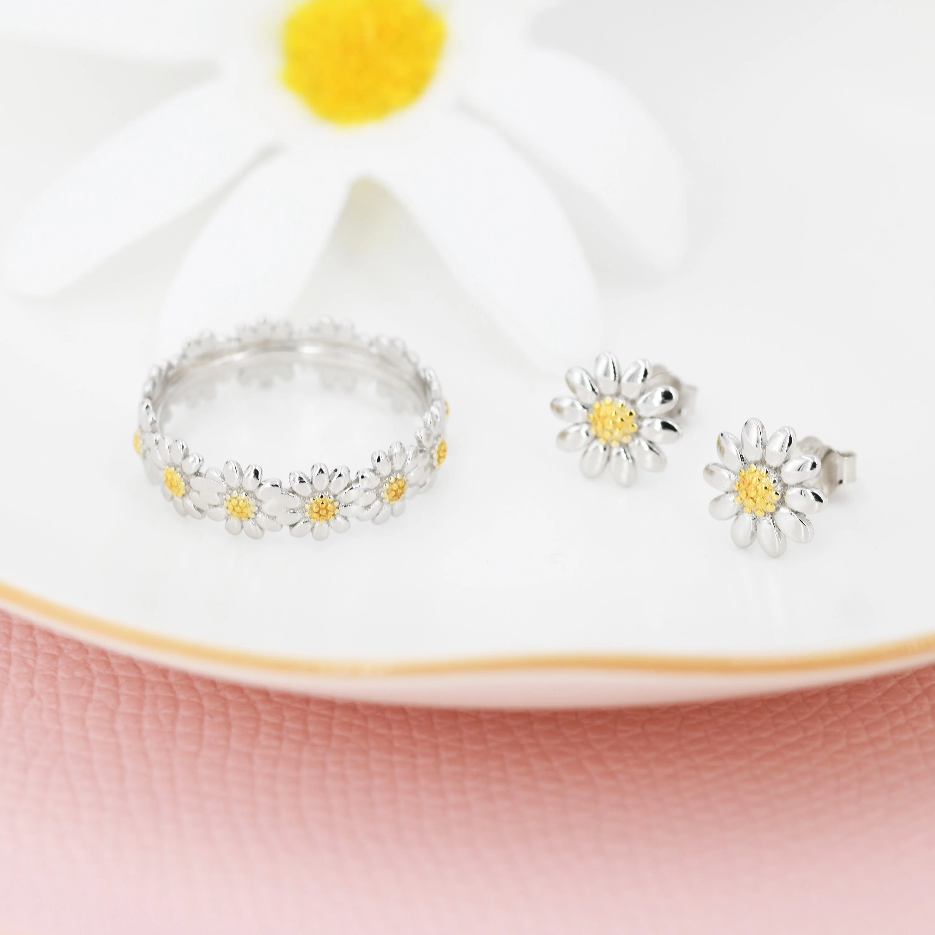 Sweet Daisy Stud Earrings in Sterling Silver, Silver and 18ct Gold, Flower Stud Earrings, Nature Inspired Floral and Plant Earrings - Image 8