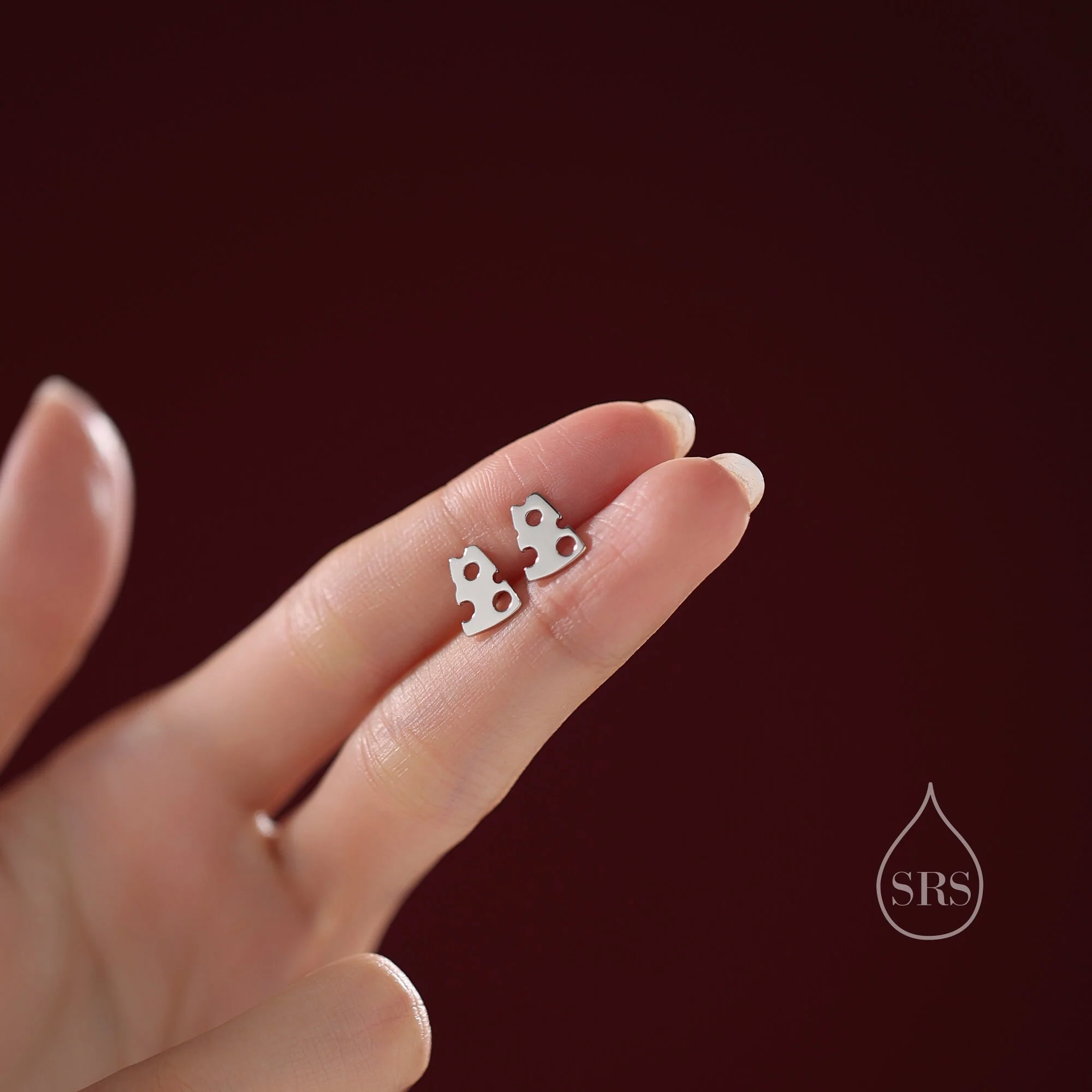 Swiss Cheese Stud Earrings in Sterling Silver, Silver, Gold or Rose Gold, Cute Fun Quirky Jewellery, Jewelry Gift for Her - Image 3