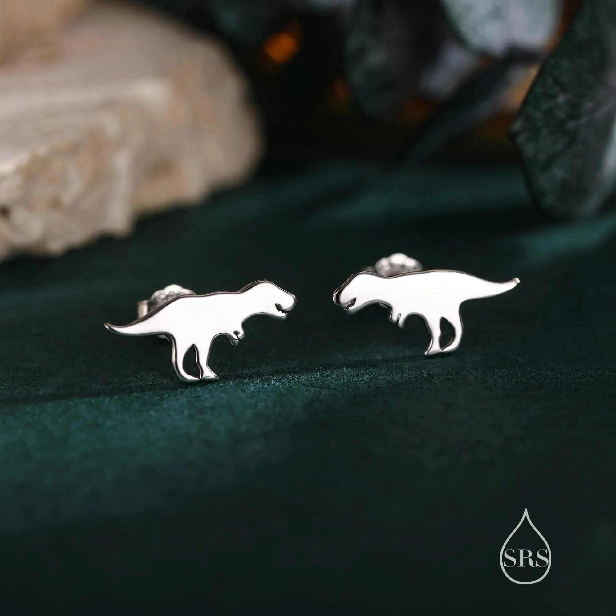 T-Rex Tyrannosaurus Dinosaur Stud Earrings in Sterling Silver, Cute Fun and Quirky T Rex Jewellery - Image 6