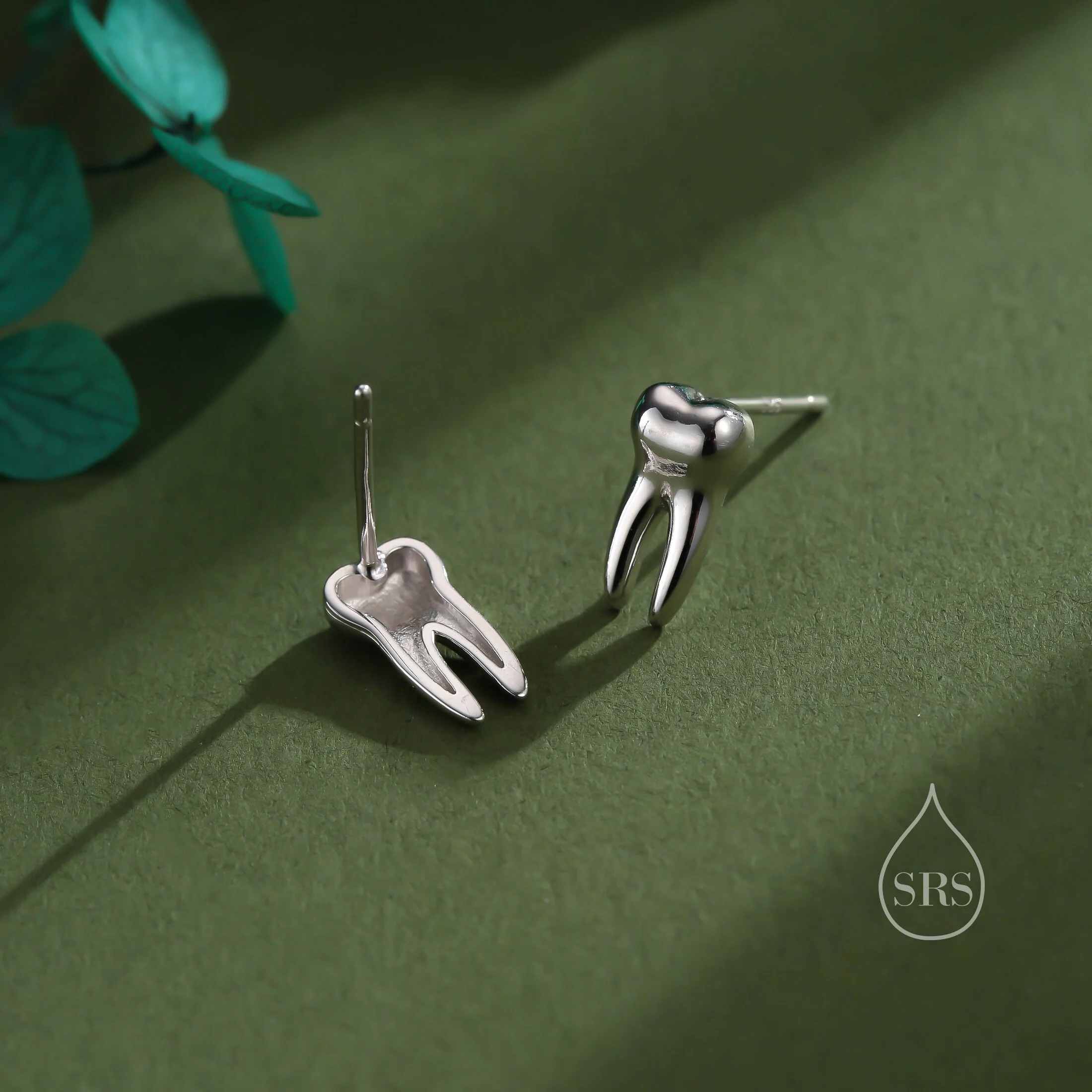Teeth Earrings in Sterling Silver, Molar Stud Earrings, Silver or Gold, Silver Tooth Stud Earrings, Cute and Quirky Earrings - Image 6