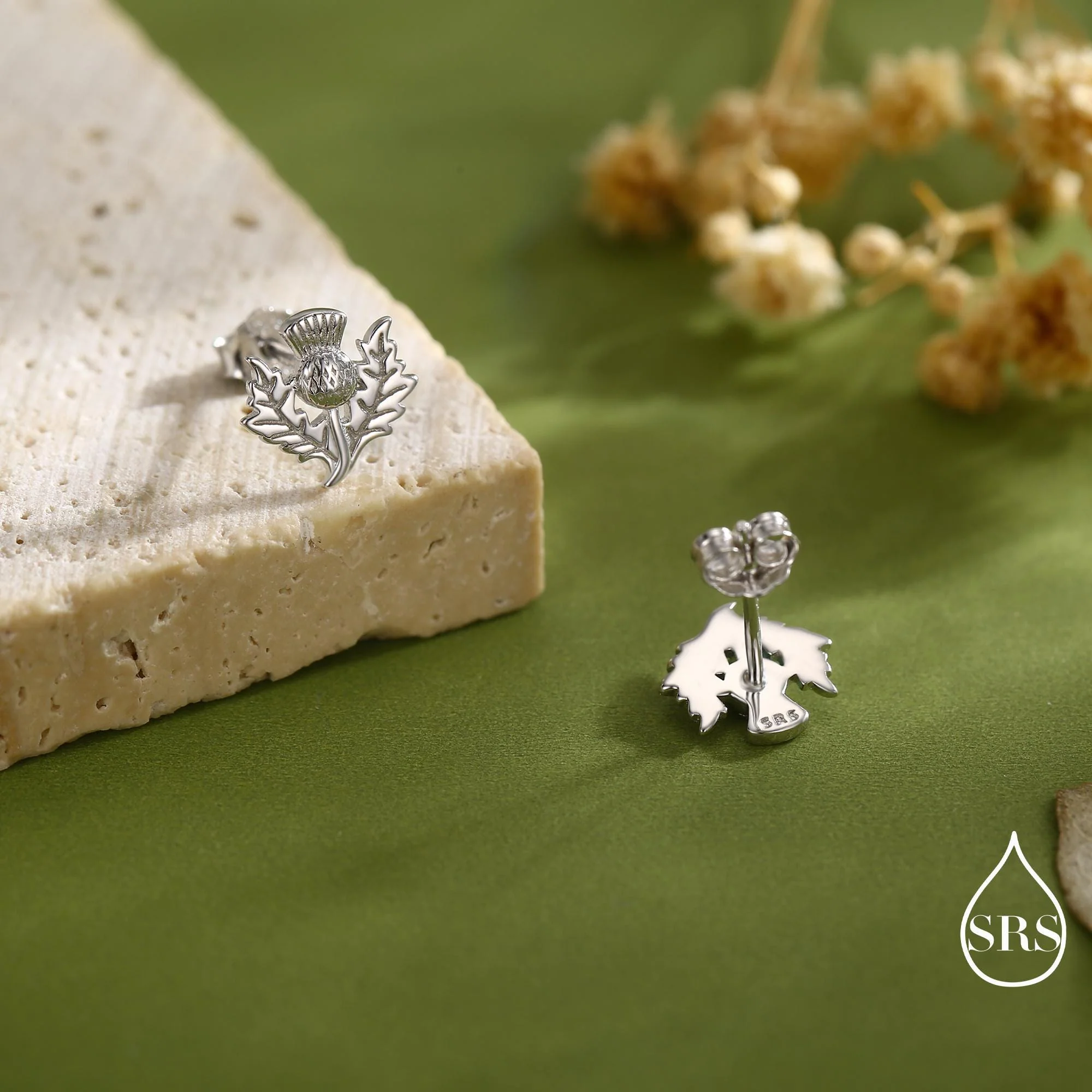 Thistle Flower Stud Earrings in Sterling Silver - Available in Four Finishes - Scottish Flower Blossom Stud Earrings - Image 6