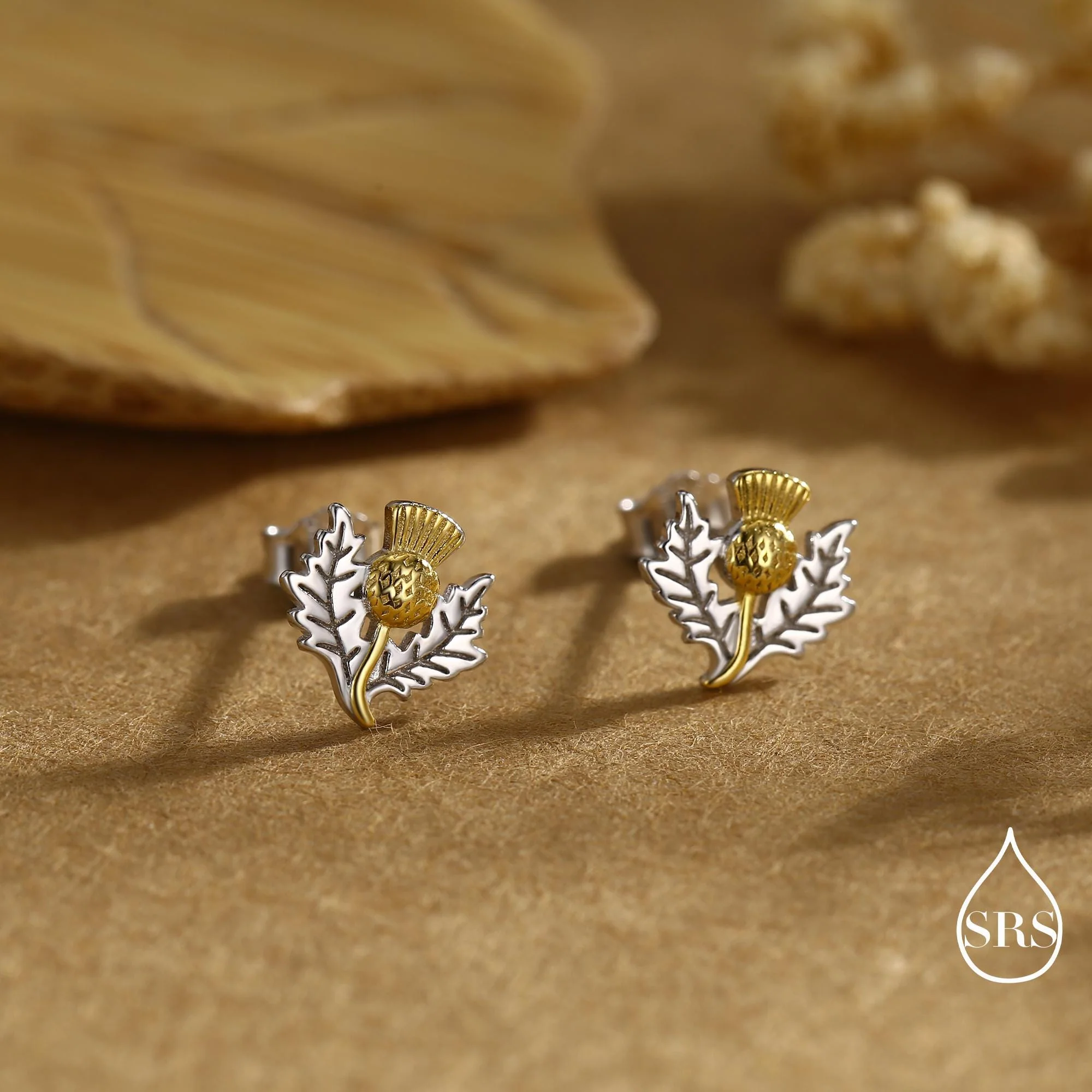 Thistle Flower Stud Earrings in Sterling Silver - Scottish Flower Blossom Stud Earrings - Cute, Fun, Whimsical - Image 3