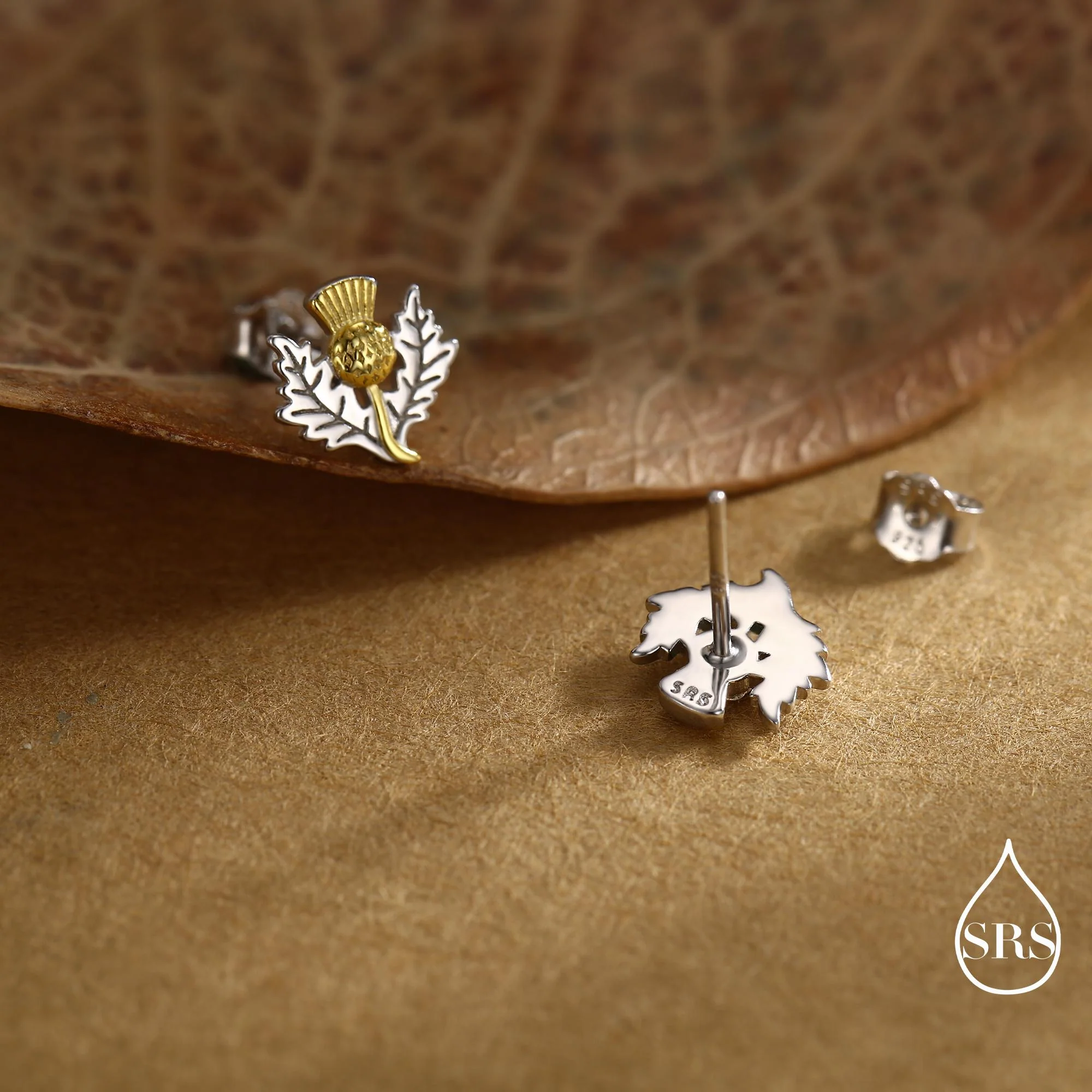 Thistle Flower Stud Earrings in Sterling Silver - Scottish Flower Blossom Stud Earrings - Cute, Fun, Whimsical - Image 5
