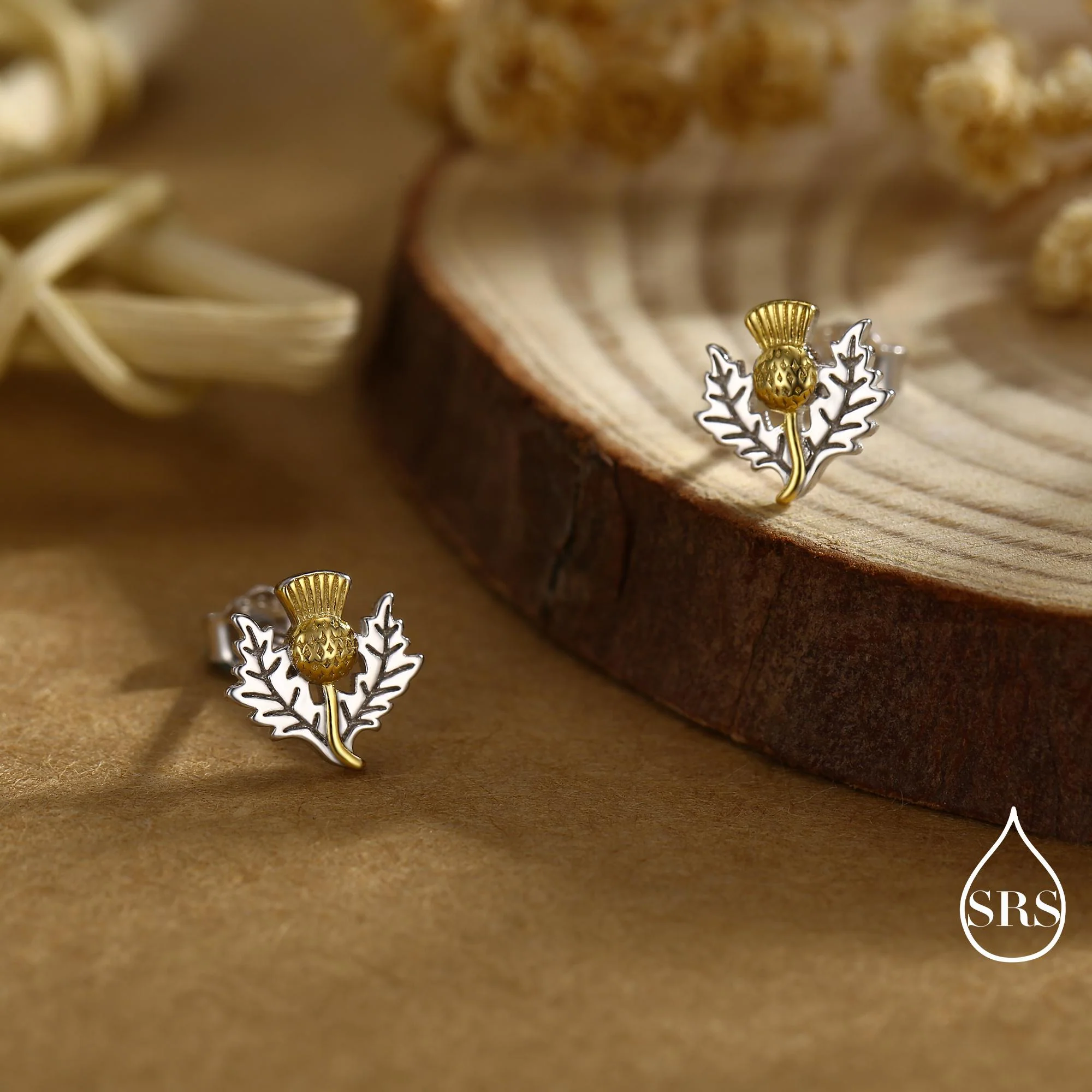 Thistle Flower Stud Earrings in Sterling Silver - Scottish Flower Blossom Stud Earrings - Cute, Fun, Whimsical - Image 6