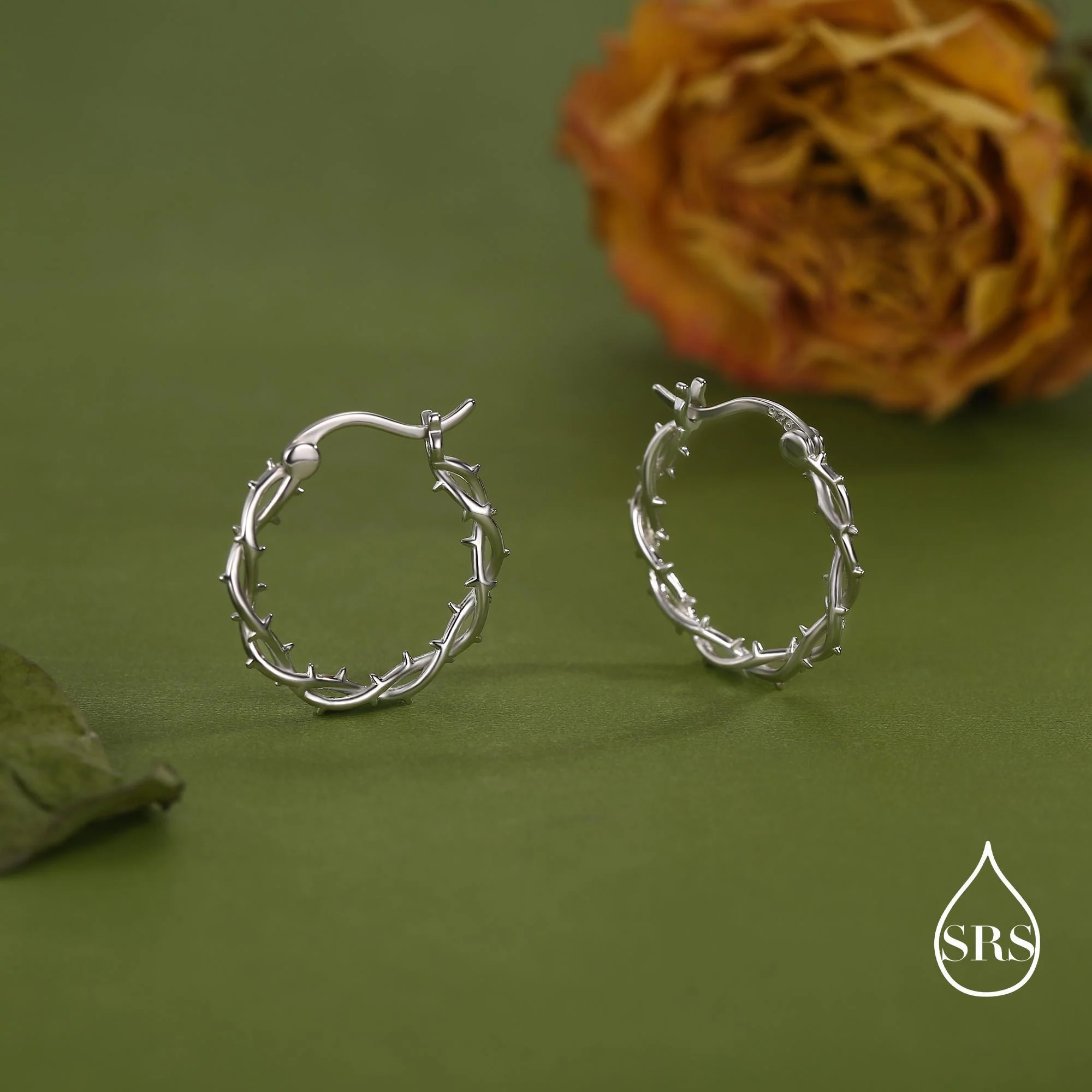 Thorned Vine Sterling Silver Hoop Earrings - Image 4