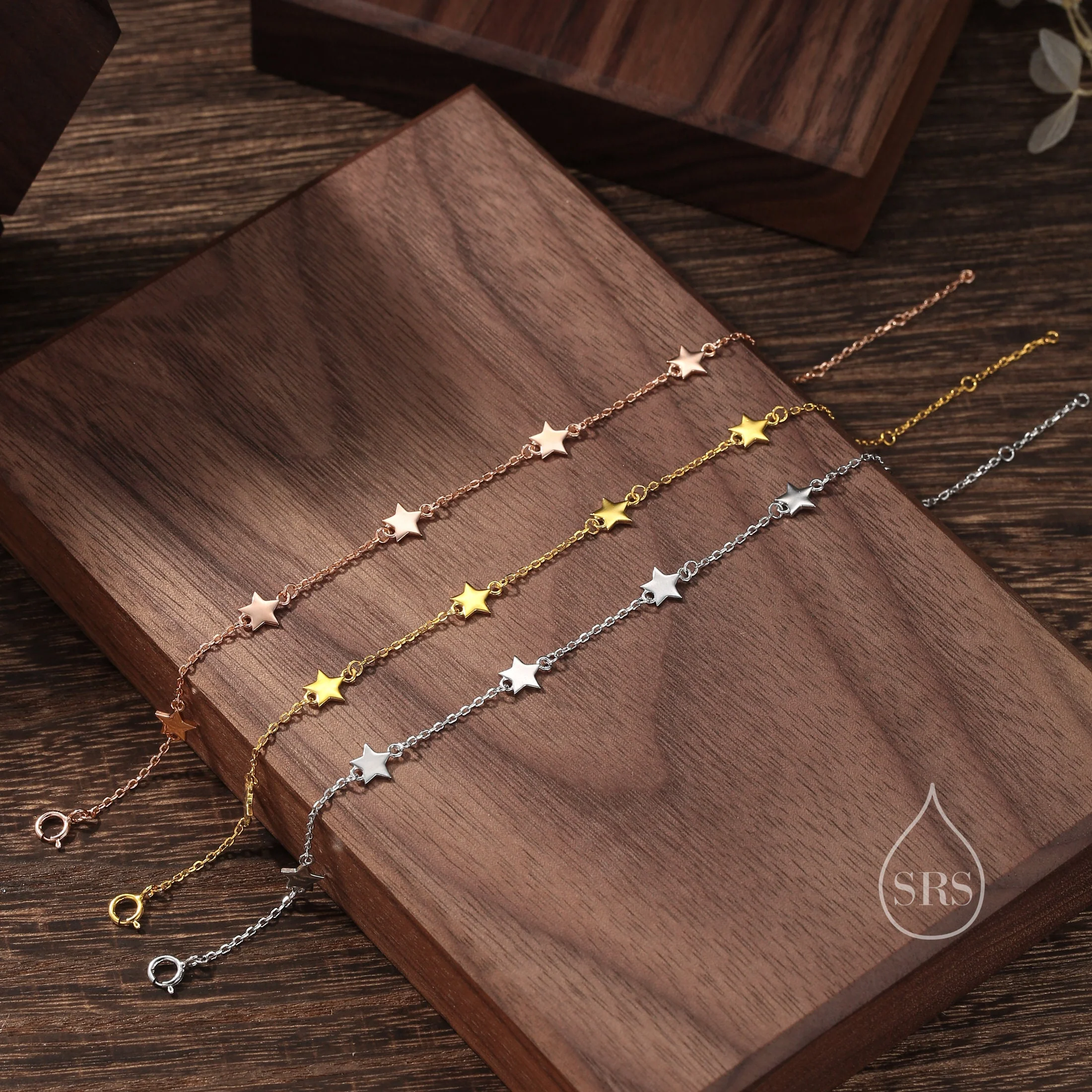 Three Star Motif Bracelet in Sterling Silver, North Star Bracelet, Sunburst Star Bracelet, Star Motif - Image 2