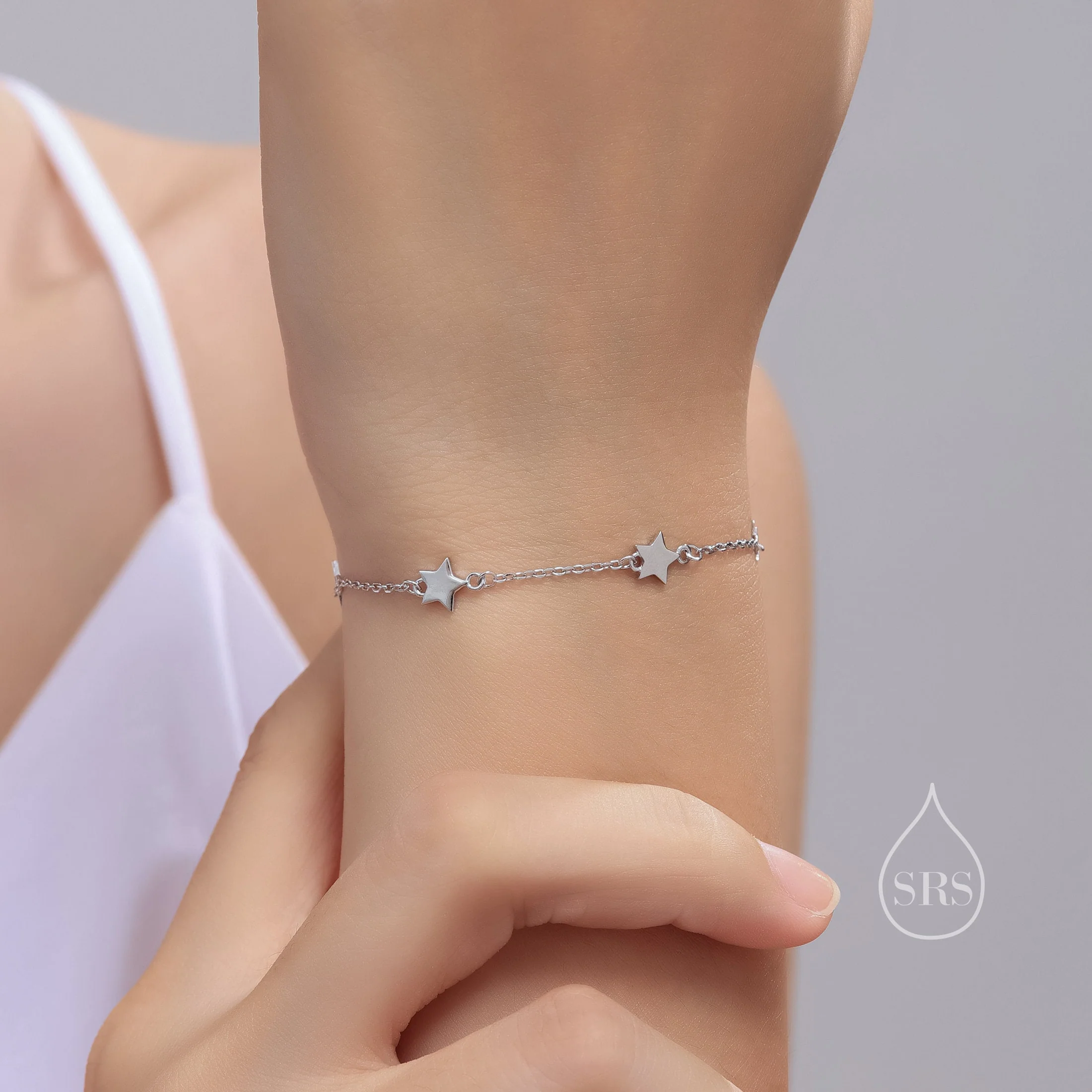 Three Star Motif Bracelet in Sterling Silver, North Star Bracelet, Sunburst Star Bracelet, Star Motif - Image 8