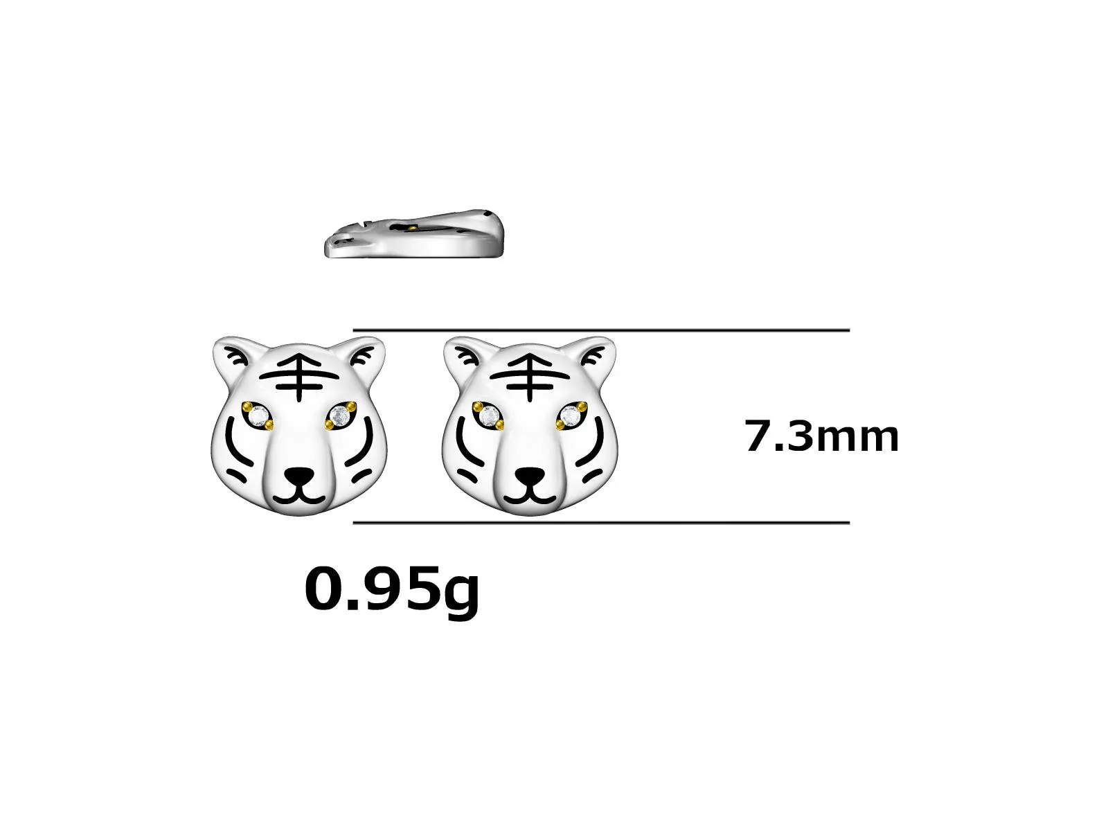 Tiger Stud Earrings in Sterling Silver, Silver or Gold, Animal Earrings, Nature Inspired - Image 10