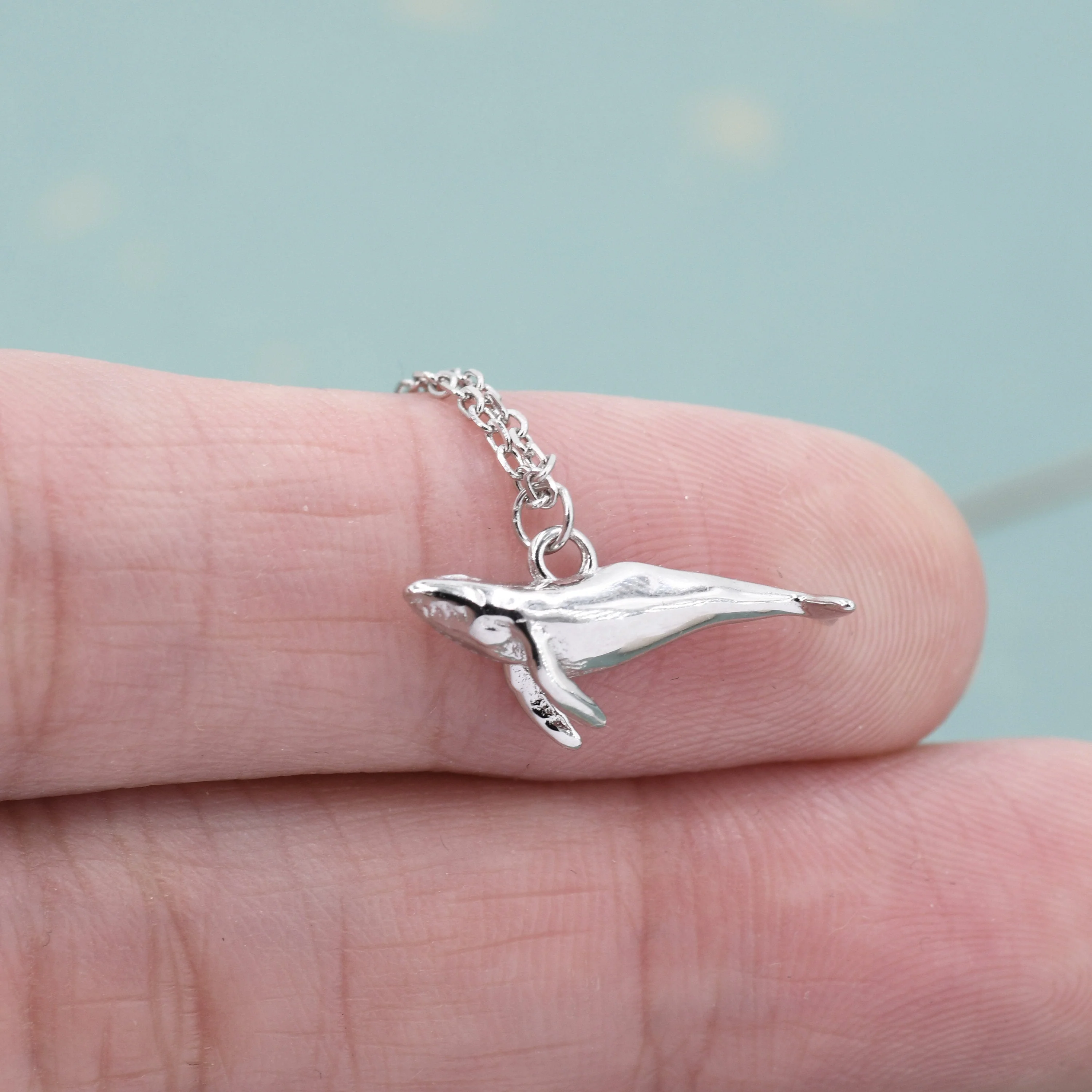 Tiny 3D Whale Pendant Necklace in Sterling Silver, Silver or Gold or Rose Gold Finish, Dainty Whale Fish Necklace, Whale Necklace - Image 4