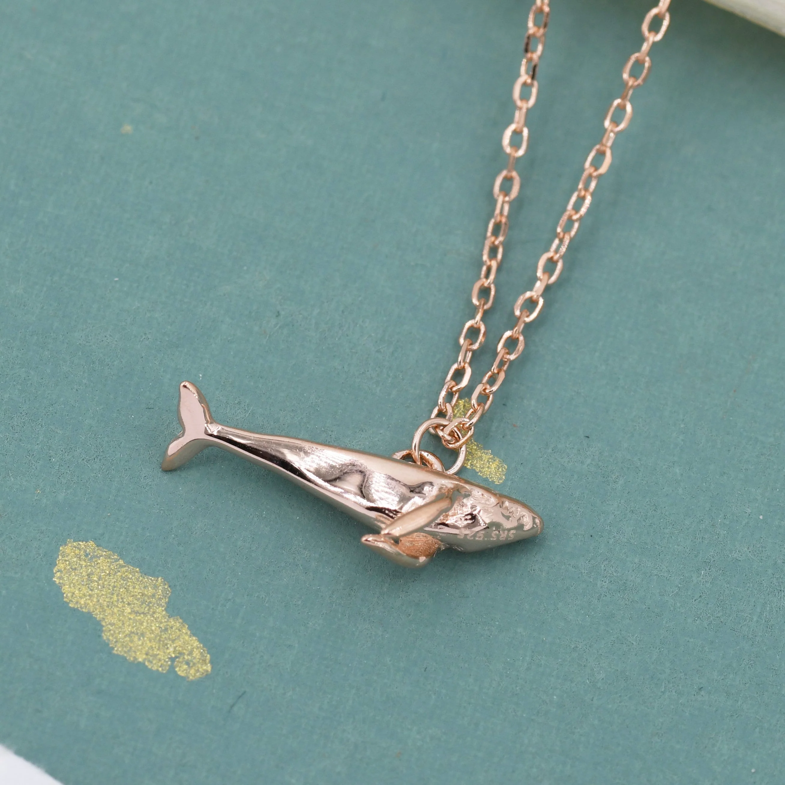 Tiny 3D Whale Pendant Necklace in Sterling Silver, Silver or Gold or Rose Gold Finish, Dainty Whale Fish Necklace, Whale Necklace - Image 9