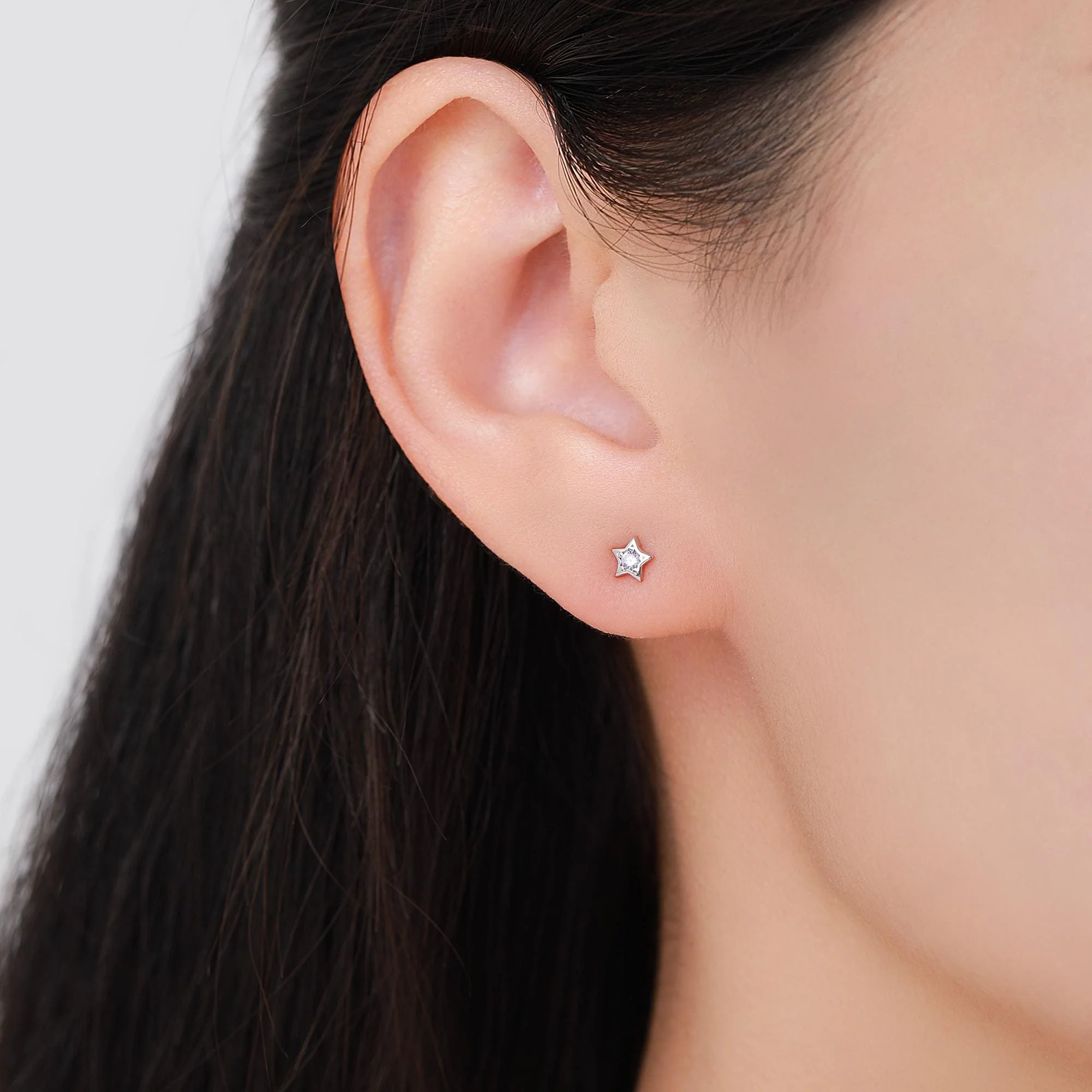 Tiny Amethyst Purple CZ Star Stud Earrings in Sterling Silver, Silver or Gold, Purple Crystal Star Earrings, Stacking Earrings - Image 13