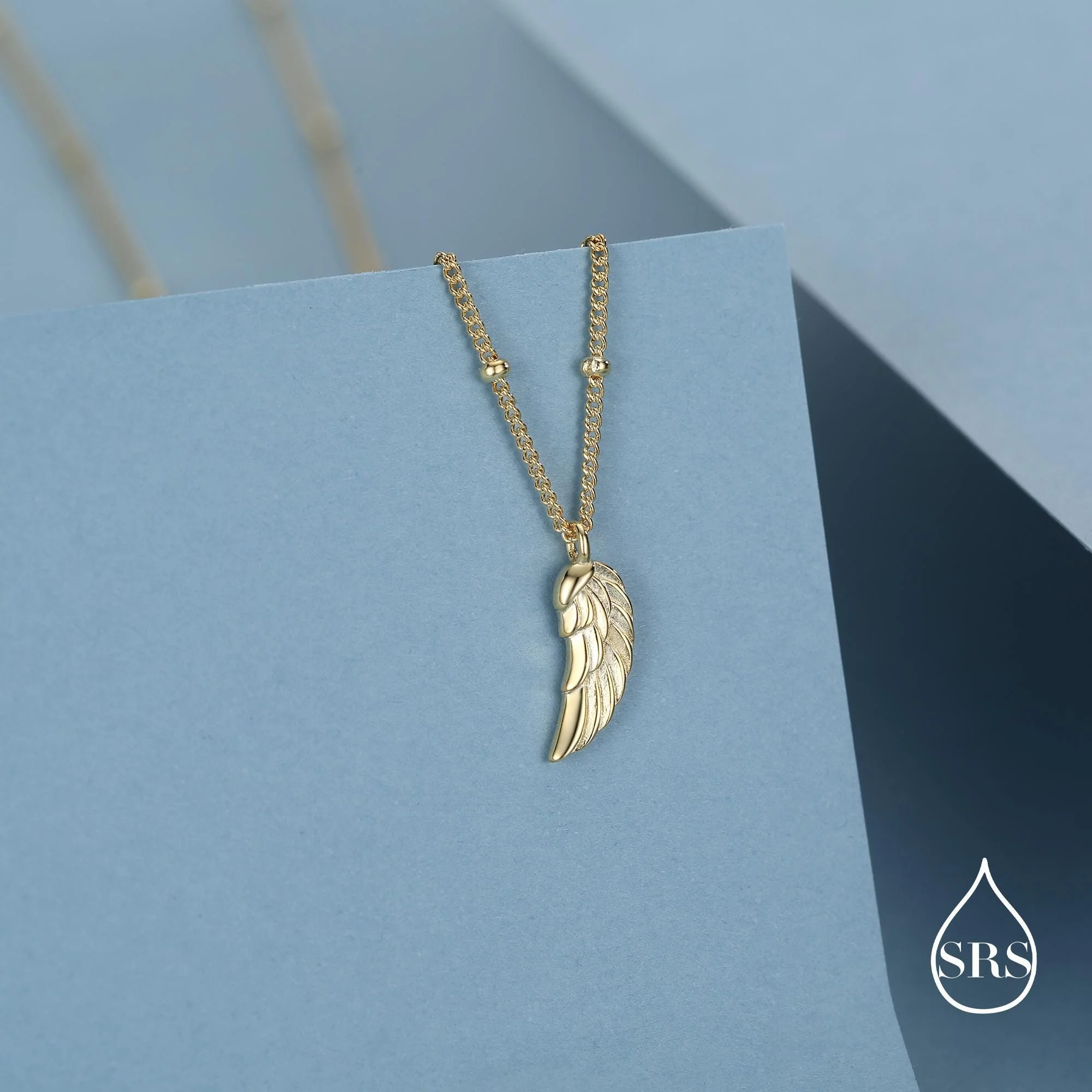 Tiny and Delicate Angel Wing Pendant Necklace in Sterling Silver with a Satellite Chain, Bird Necklace, Silver or Gold or Rose Gold - Image 5