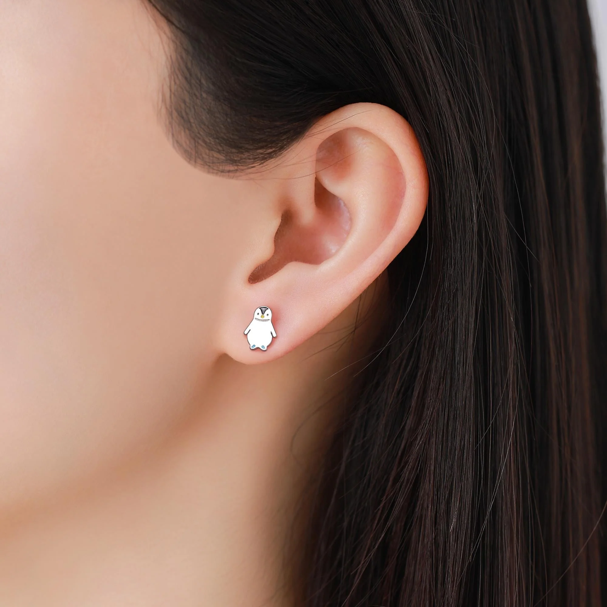 Tiny Baby Penguin Bird Stud Earrings in Sterling Silver, Fun Quirky and Whimsical Jewellery - Image 6