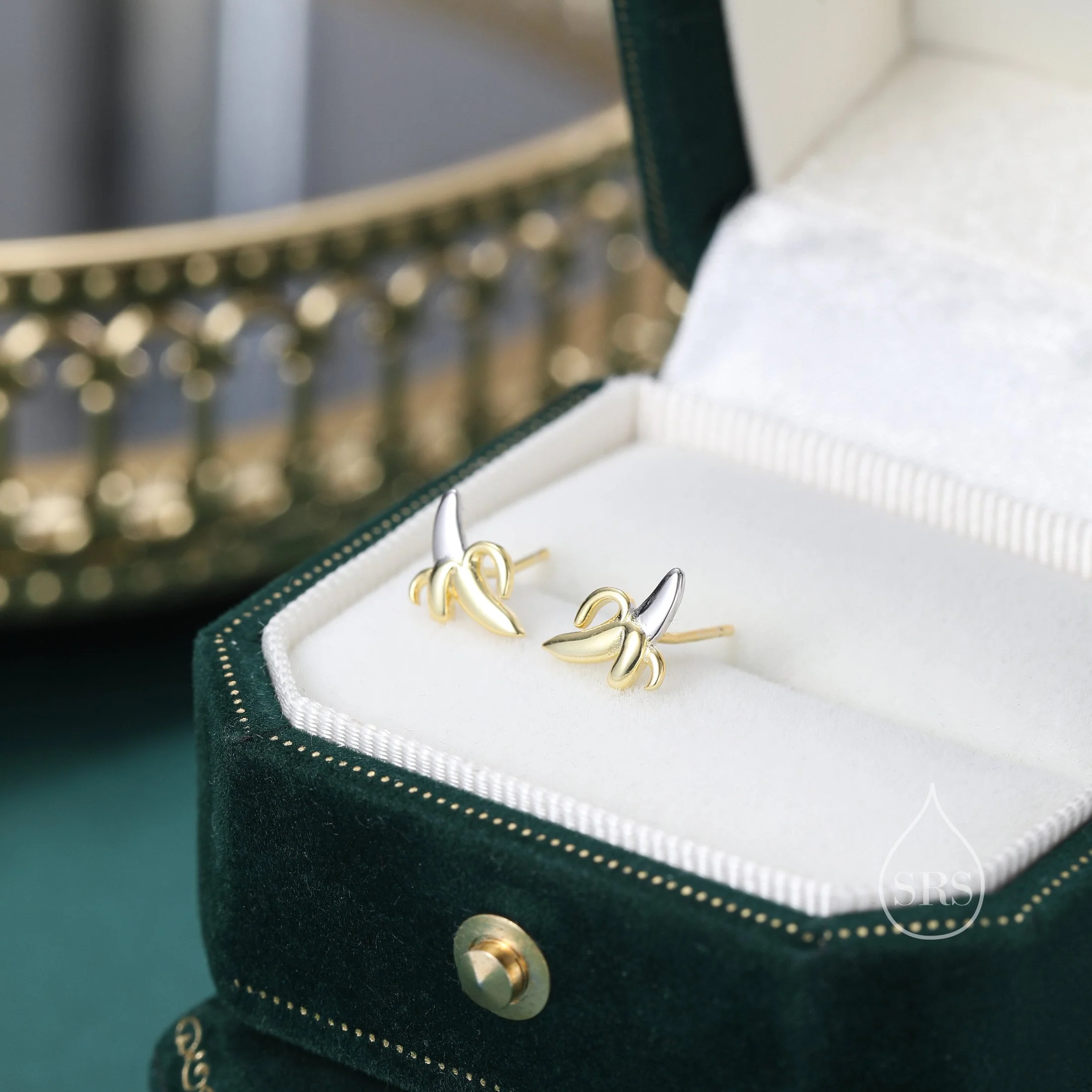 Tiny Banana Stud Earrings in Sterling Silver with Partial Gold Plate, Cute and Quirky Food Jewellery, Fruit Earrings, Banana Earrings - Image 6