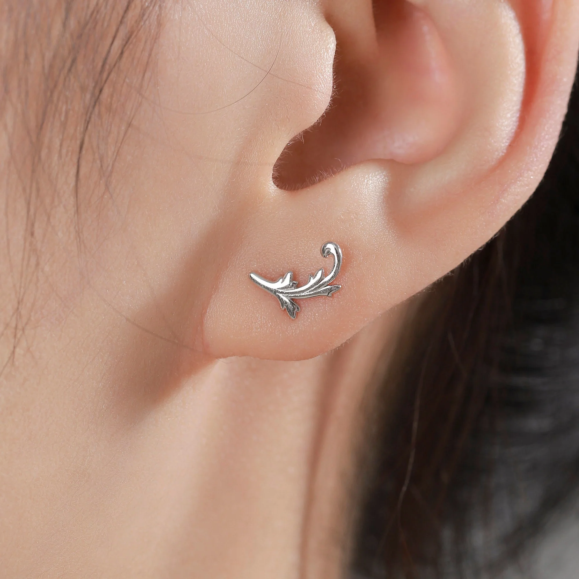 Tiny Baroque Swirl Stud Earrings in Sterling Silver, Silver or Gold or Rose Gold, Baroque Style Inspired Tiny Stud in Silver - Image 6