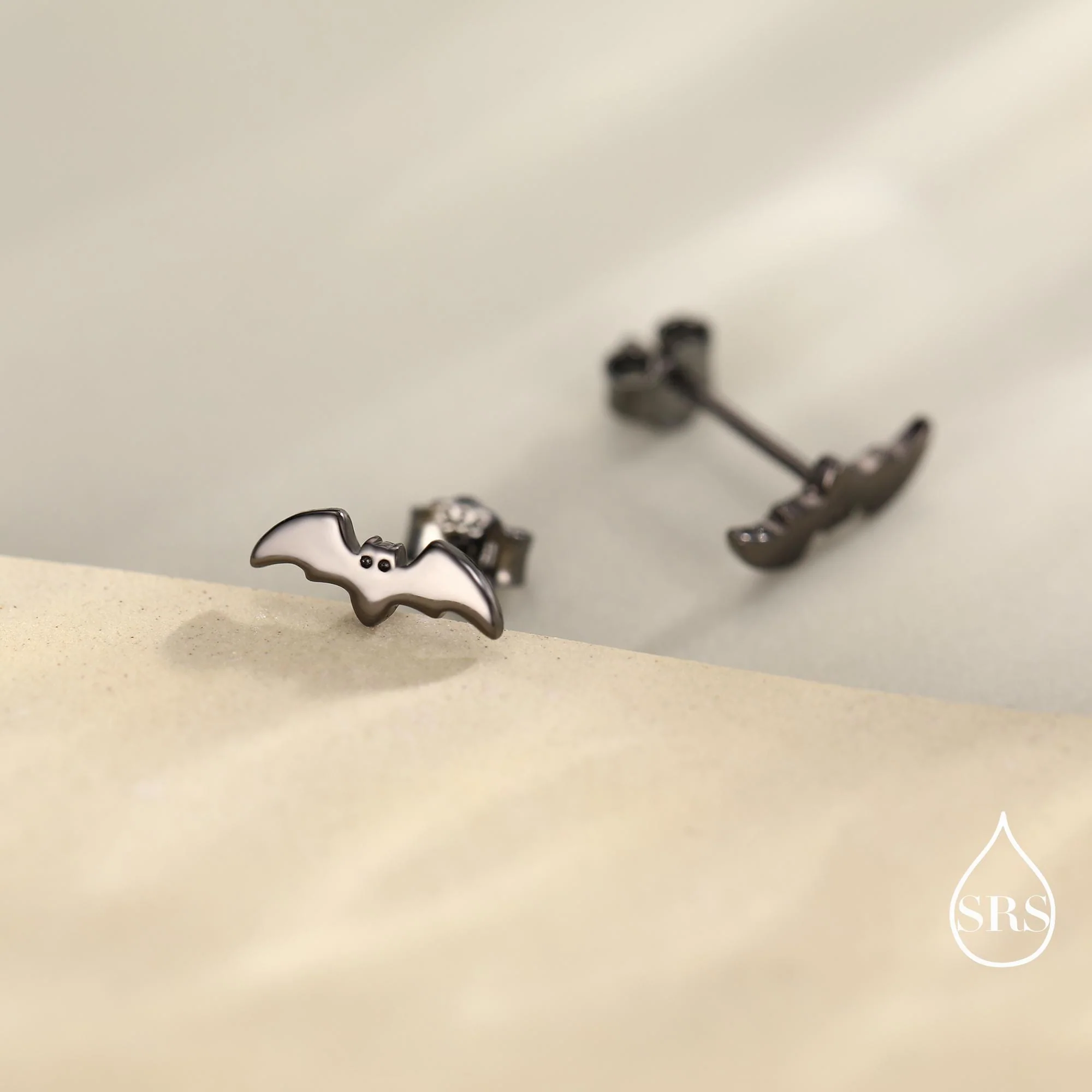 Tiny Bat Stud Earrings in Sterling Silver, Silver or Gold or Black, Simple Bat Earrings, Stacking Earrings, Animal Earrings - Image 9