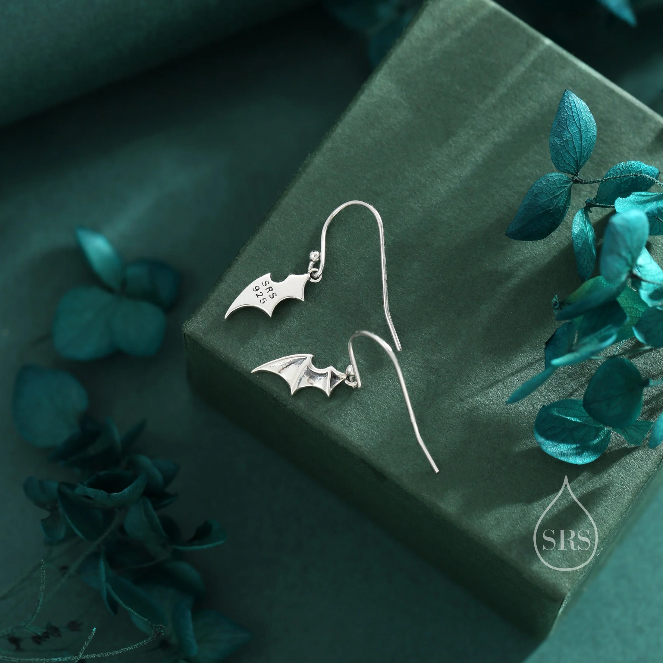 Tiny Bat Wing Drop Earrings in Sterling Silver, Silver or Gold or Rose Gold, Demon Wing Earrings, Devil Wing Earrings, Oxidised Silver - Image 5
