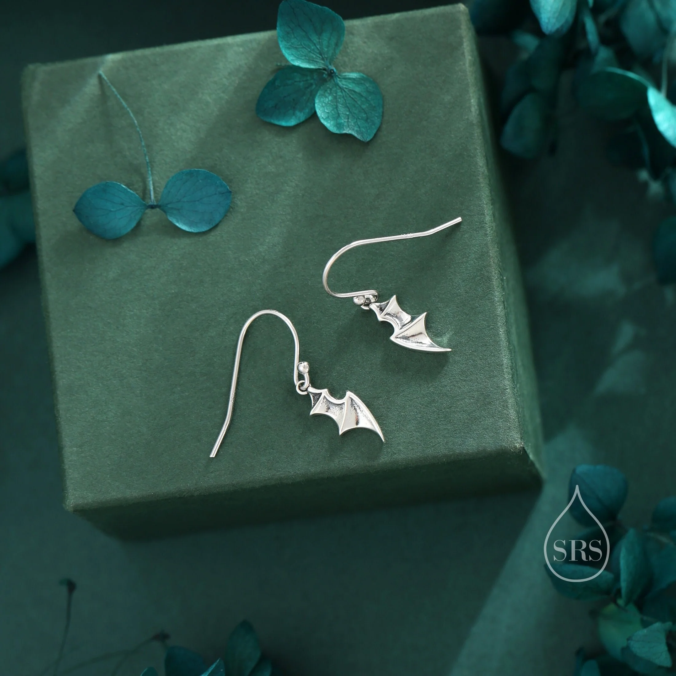 Tiny Bat Wing Drop Earrings in Sterling Silver, Silver or Gold or Rose Gold, Demon Wing Earrings, Devil Wing Earrings, Oxidised Silver - Image 6