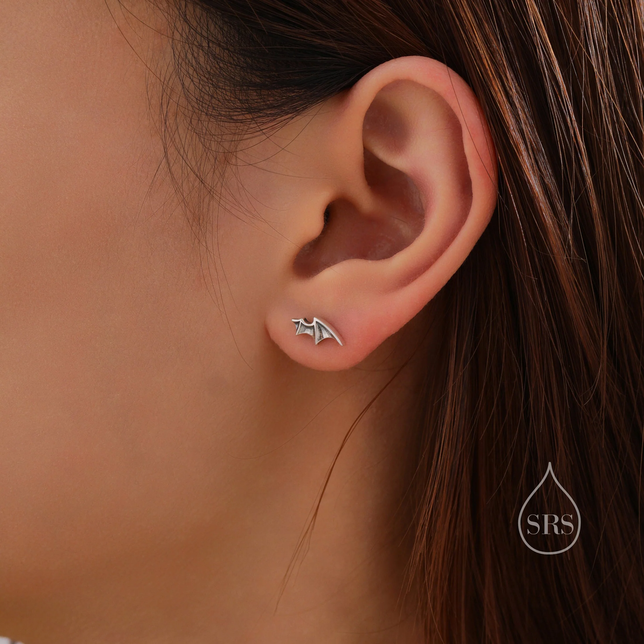 Tiny Bat Wing Stud Earrings in Sterling Silver, Silver or Gold or Rose Gold, Demon Wing Earrings, Devil Wing Earrings, Oxidised Silver - Image 7