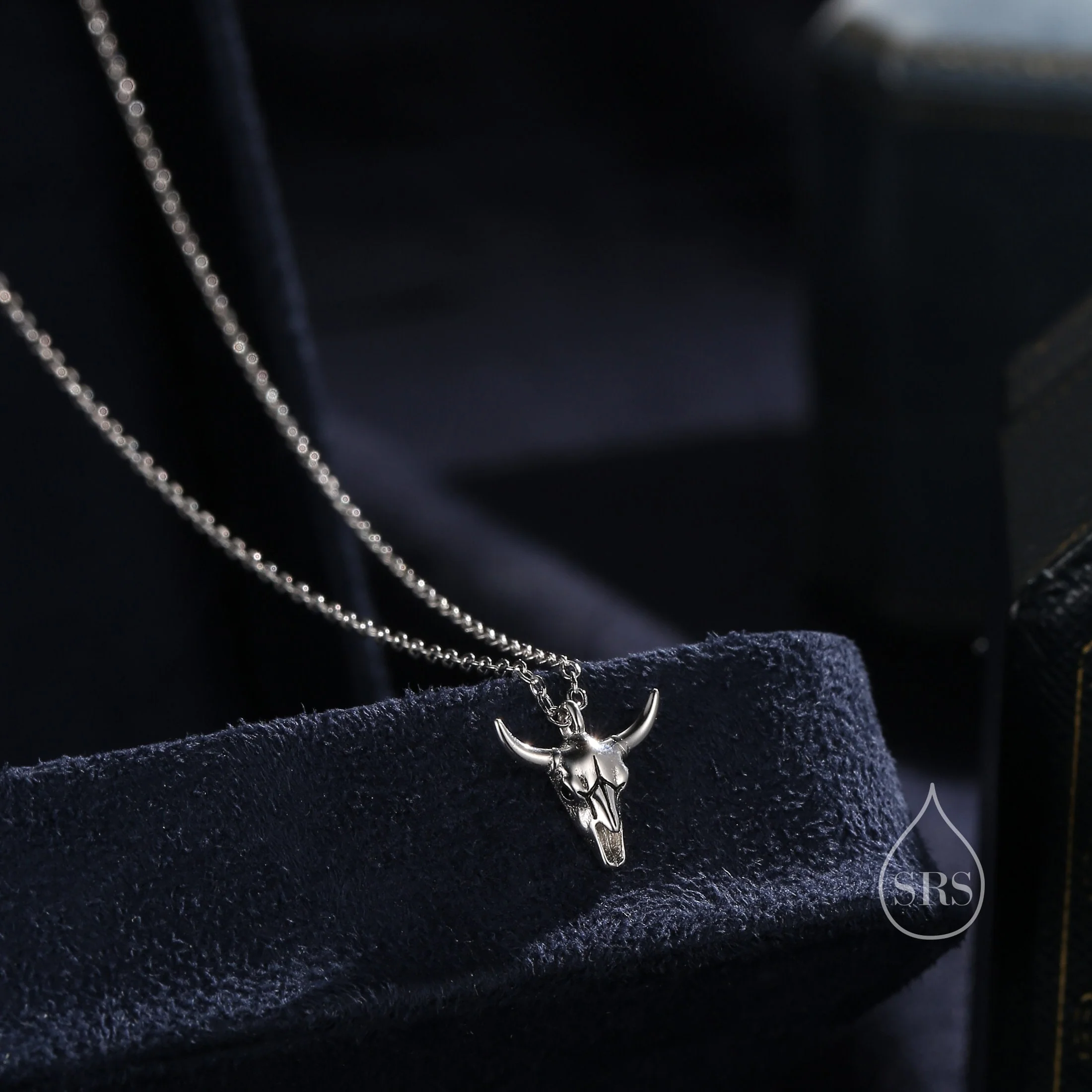 Tiny Bull Skull Pendant Necklace in Sterling Silver, Silver or Gold or Rose Gold, Ox Skull Necklace, Cute Quirky and Fun Jewellery - Image 4