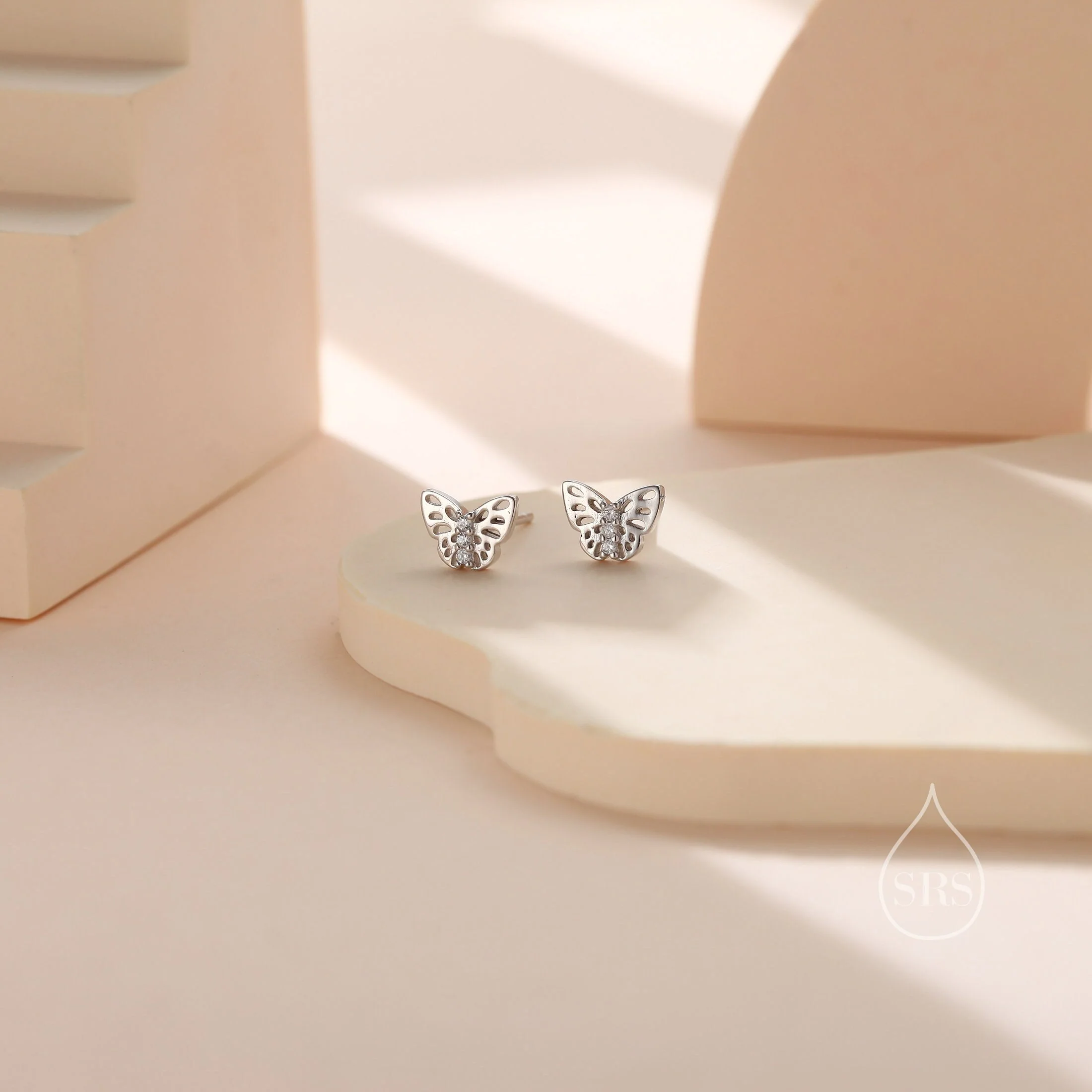 Tiny Butterfly Stud Earrings in Sterling Silver, Silver, Gold or Rose Gold, Butterfly Earrings, Animal Earrings, Small Butterfly Earrings - Image 2