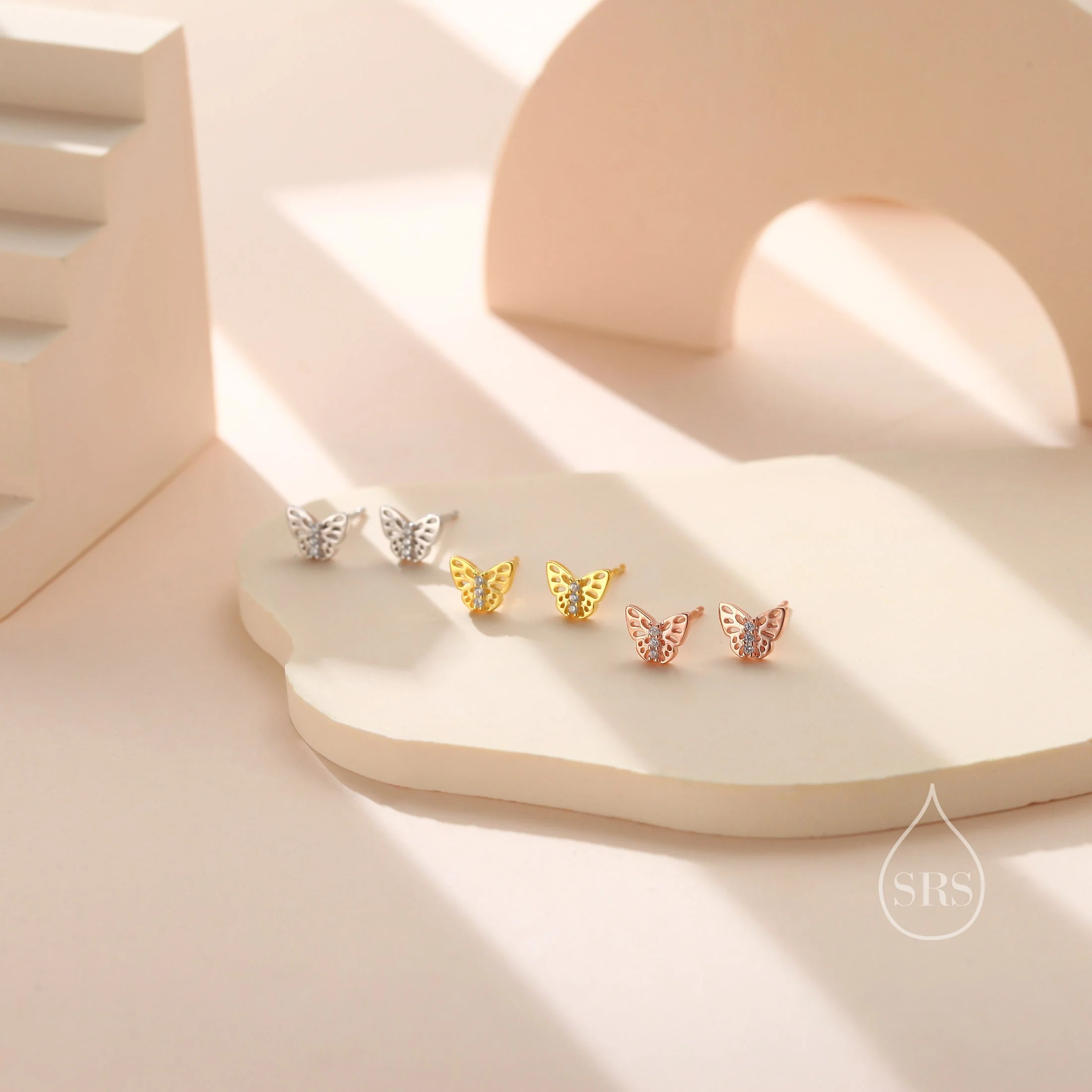 Tiny Butterfly Stud Earrings in Sterling Silver, Silver, Gold or Rose Gold, Butterfly Earrings, Animal Earrings, Small Butterfly Earrings - Image 5