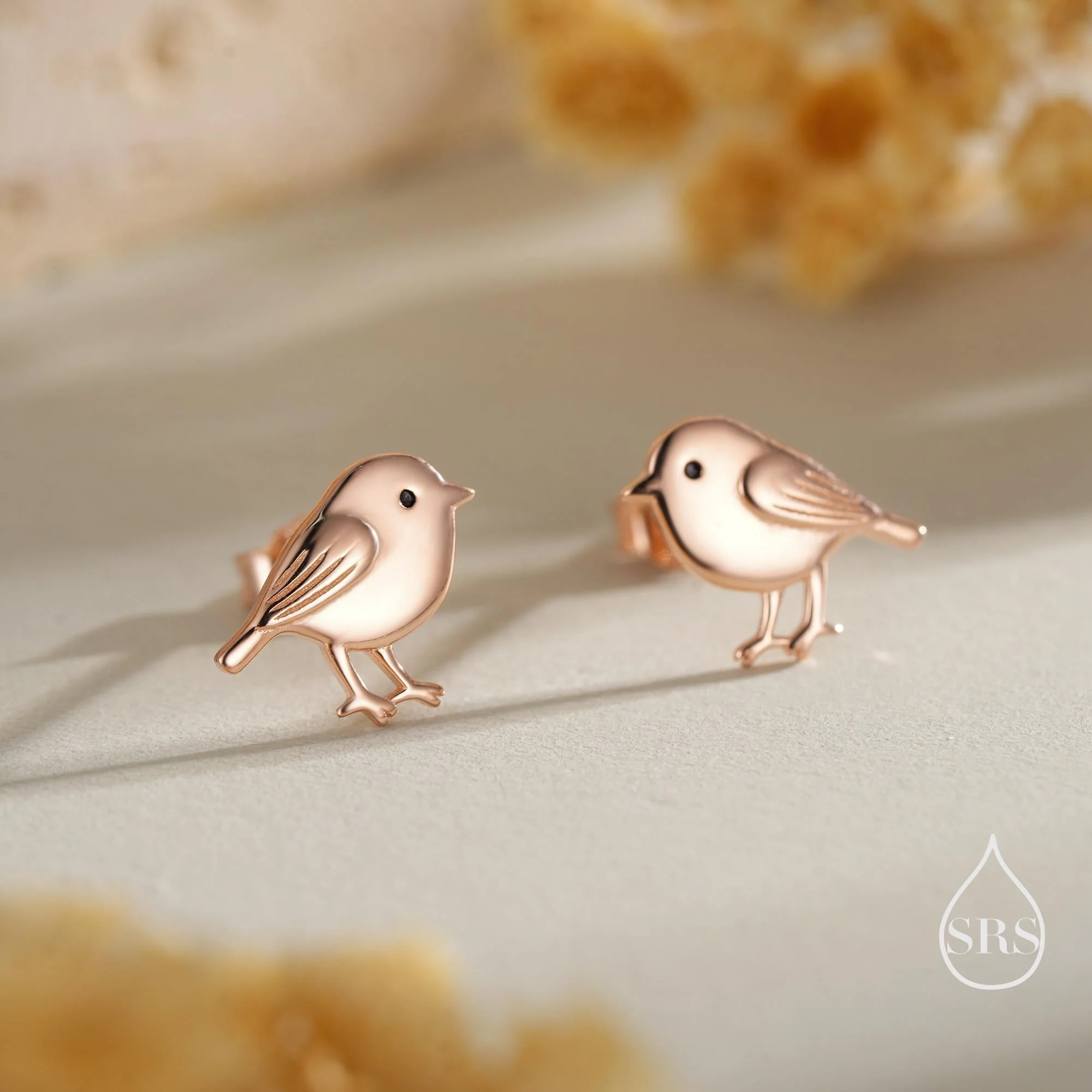 Tiny Chickadee Bird Stud Earrings in Sterling Silver, Silver or Gold or Rose Gold, Cute Bird Earrings, Nature Inspired Animal Earrings - Image 4