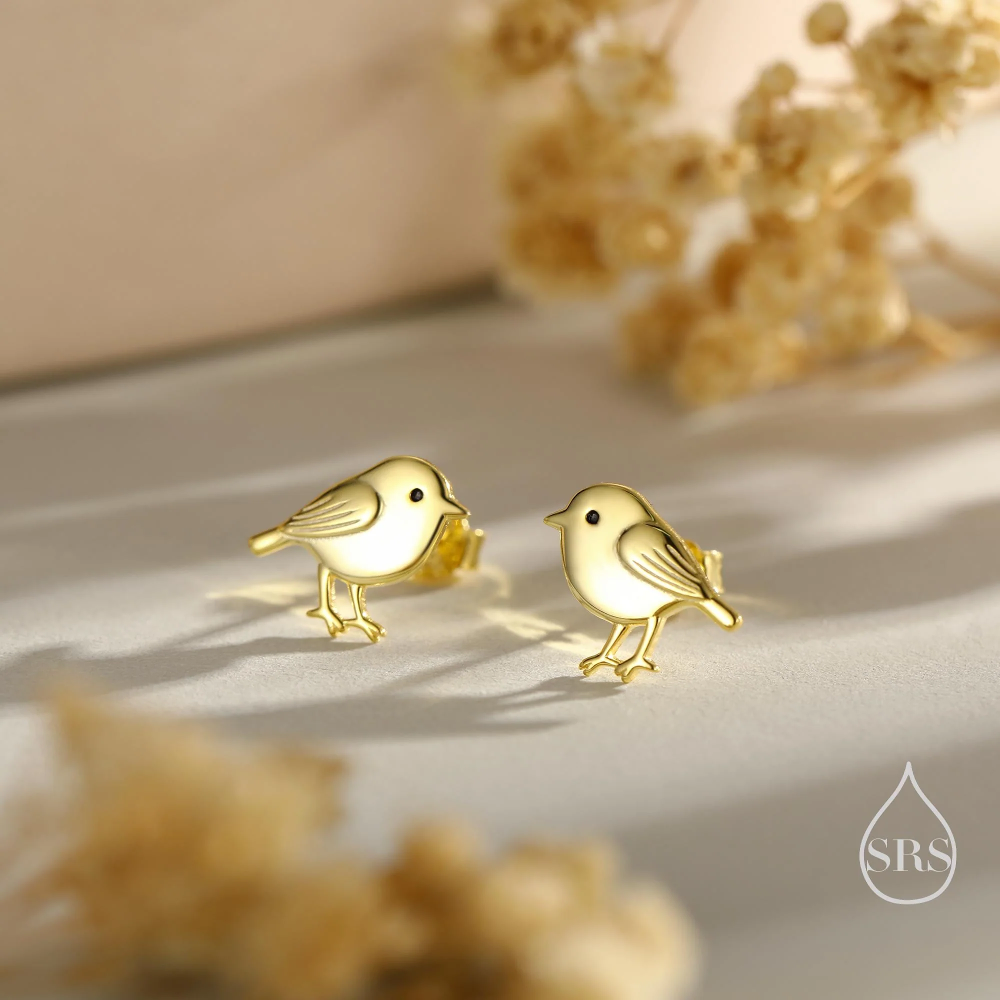 Tiny Chickadee Bird Stud Earrings in Sterling Silver, Silver or Gold or Rose Gold, Cute Bird Earrings, Nature Inspired Animal Earrings - Image 5