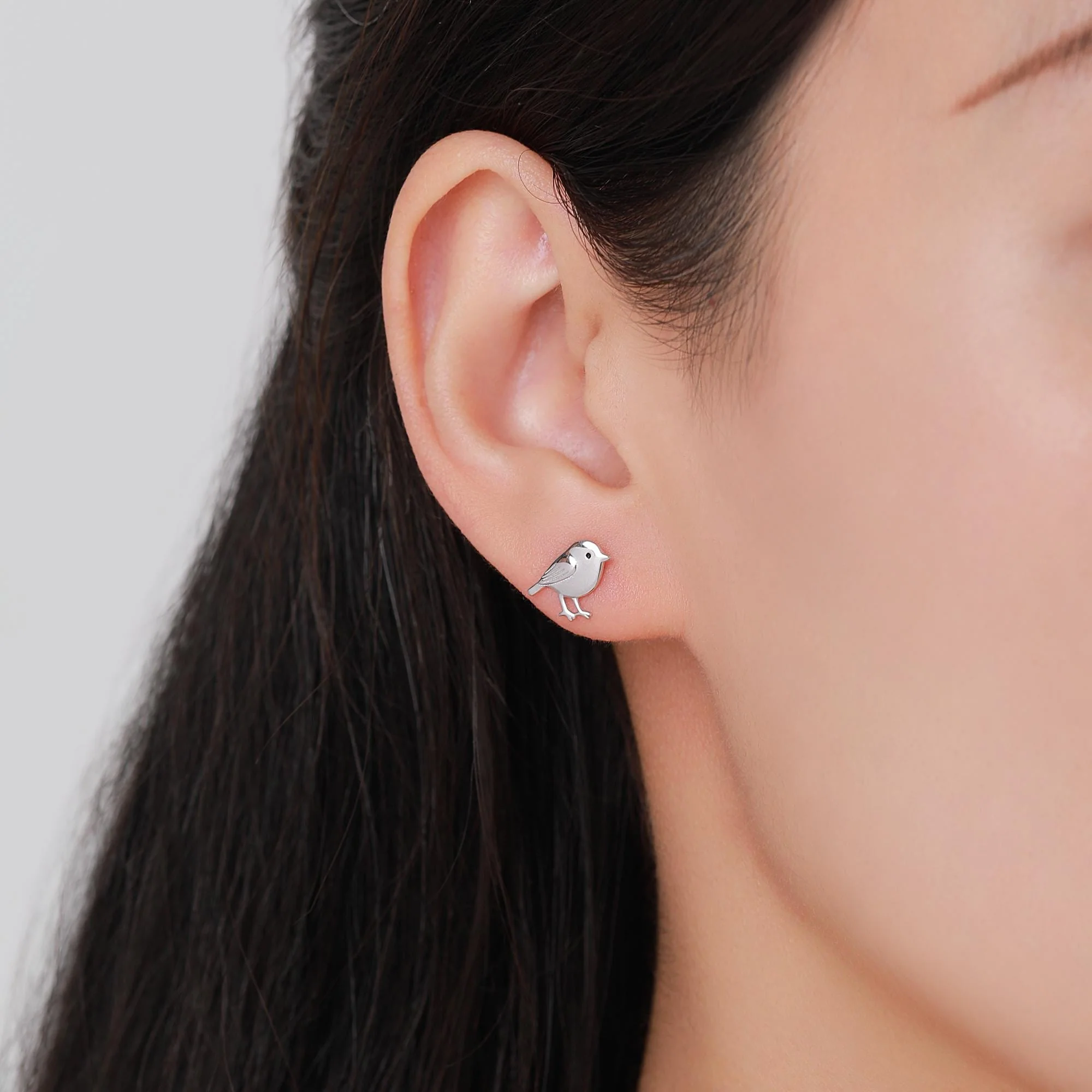 Tiny Chickadee Bird Stud Earrings in Sterling Silver, Silver or Gold or Rose Gold, Cute Bird Earrings, Nature Inspired Animal Earrings - Image 7