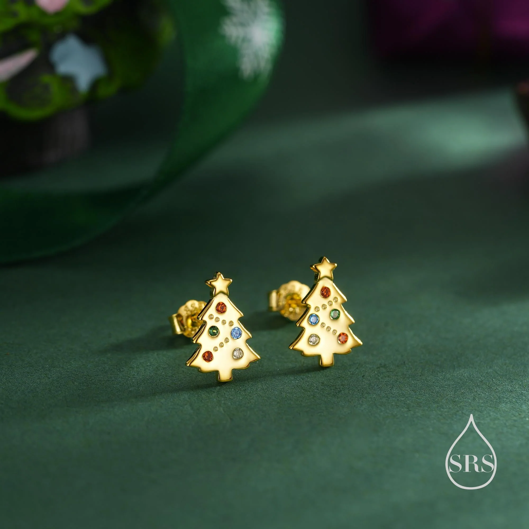 Tiny Christmas Tree Stud Earrings in Sterling Silver, Silver or Gold or Rose Gold Finish, Tiny Xmas Tree Earrings, Christmas Earrings - Image 4