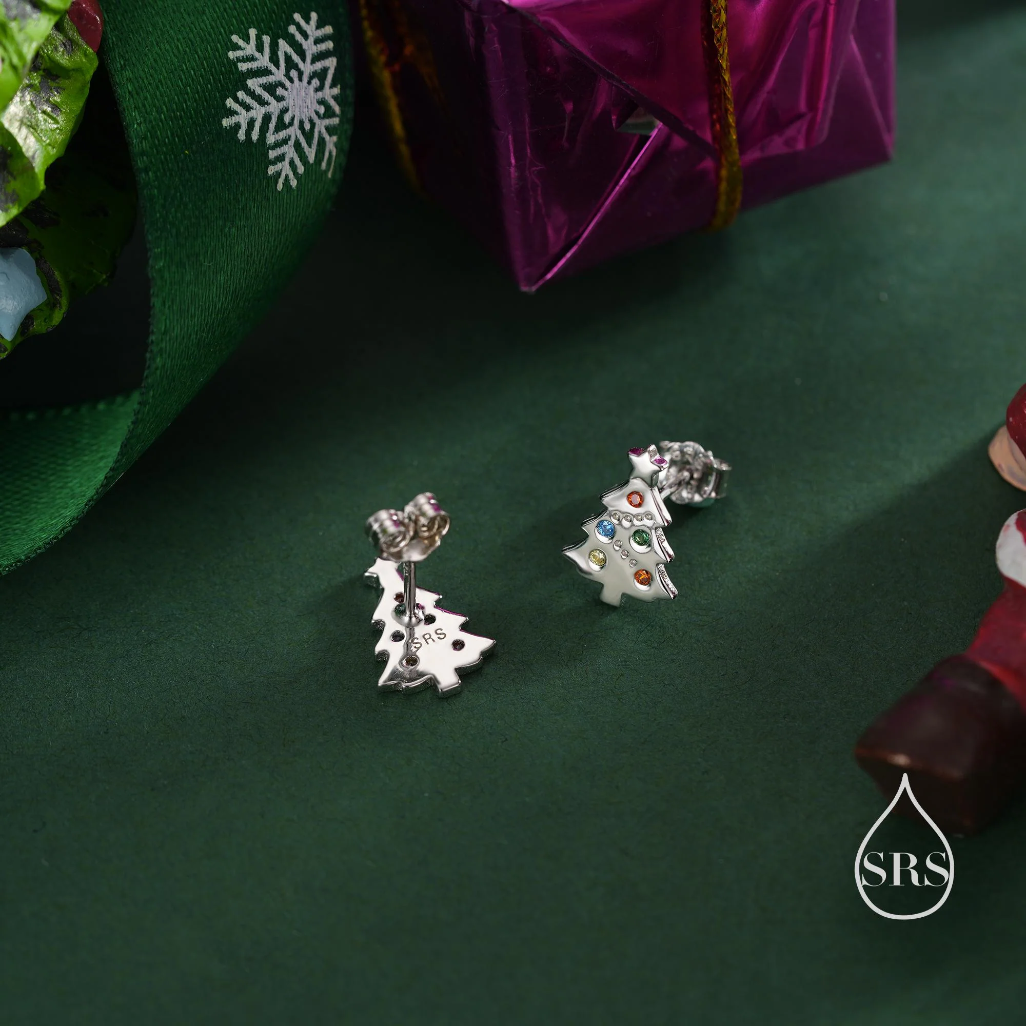 Tiny Christmas Tree Stud Earrings in Sterling Silver, Silver or Gold or Rose Gold Finish, Tiny Xmas Tree Earrings, Christmas Earrings - Image 7