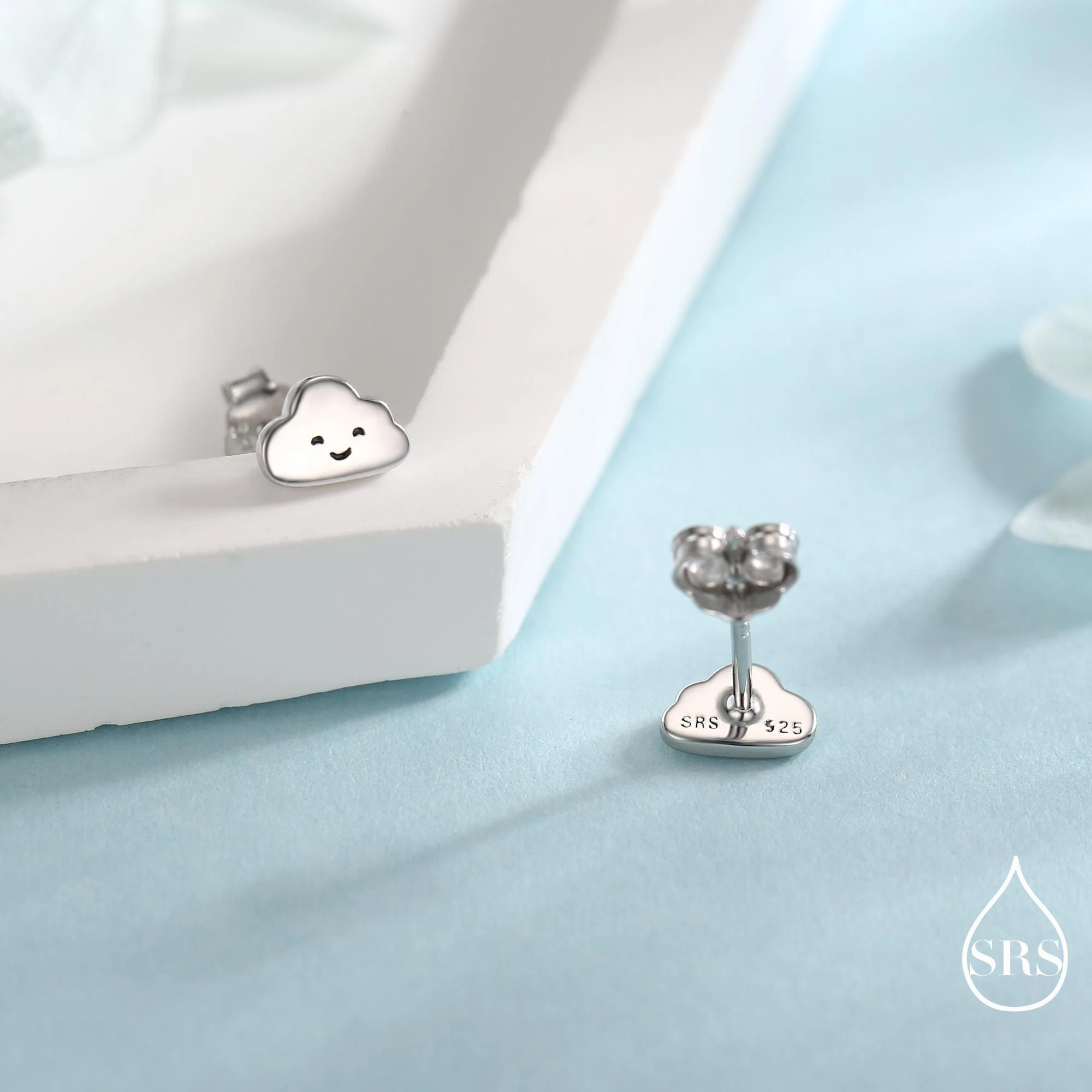 Tiny Cloud Stud Earrings in Sterling Silver, Silver Gold or Rose Gold Finish, Happy Cloud Earrings, Celestial Earrings - Image 2