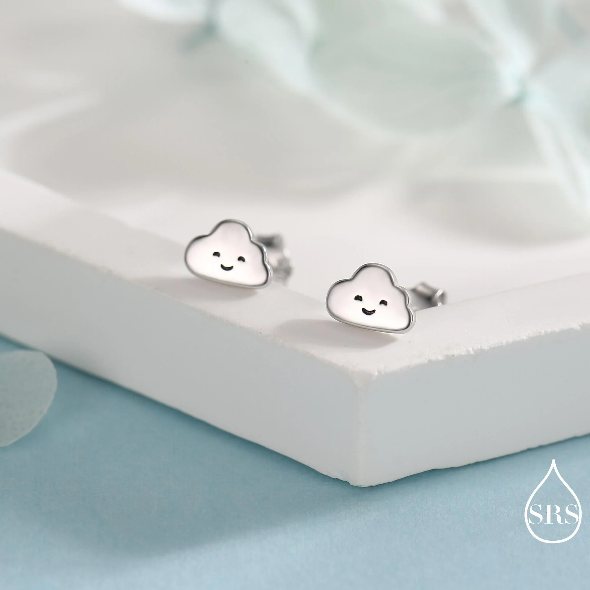 Tiny Cloud Stud Earrings in Sterling Silver, Silver Gold or Rose Gold Finish, Happy Cloud Earrings, Celestial Earrings - Image 3