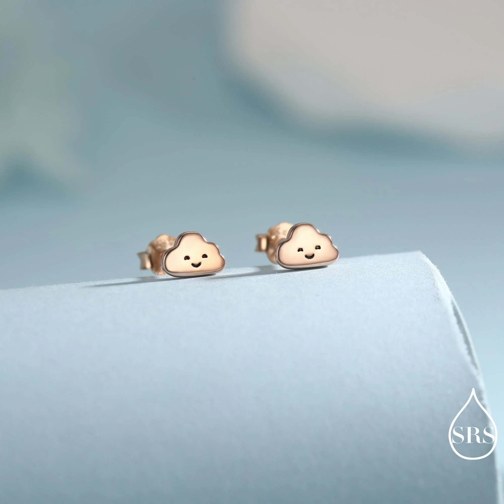 Tiny Cloud Stud Earrings in Sterling Silver, Silver Gold or Rose Gold Finish, Happy Cloud Earrings, Celestial Earrings - Image 5