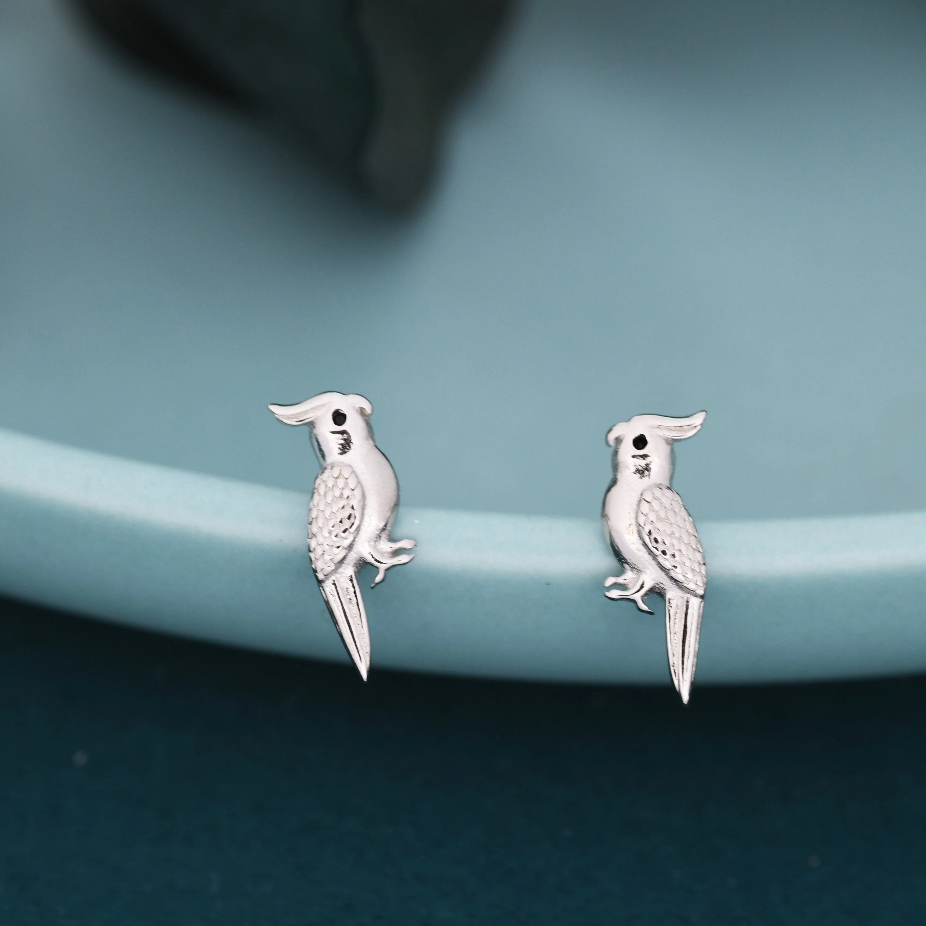 Tiny Cockatoo Parrot Stud Earrings in Sterling Silver, Silver or Gold, Parrot Earrings, Bird Earrings, Bird Stud Earrings - Image 2
