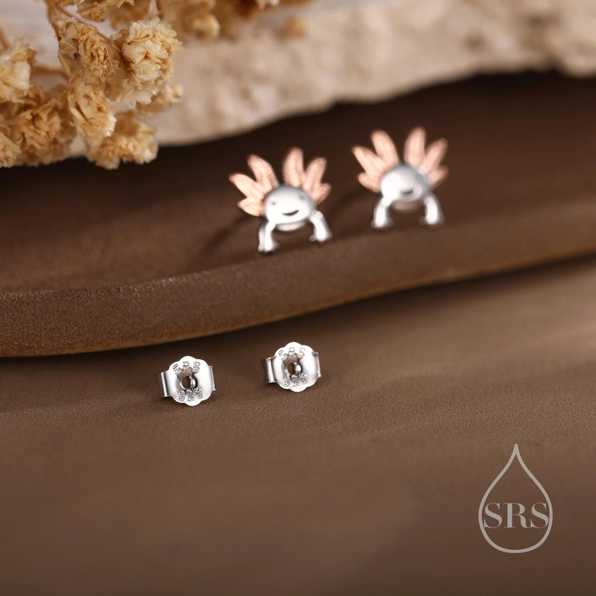 Tiny Cute Axolotl Stud Earrings in Sterling Silver, Tiny Earrings - Pet Lover - Cute, Fun, Whimsical - Image 5