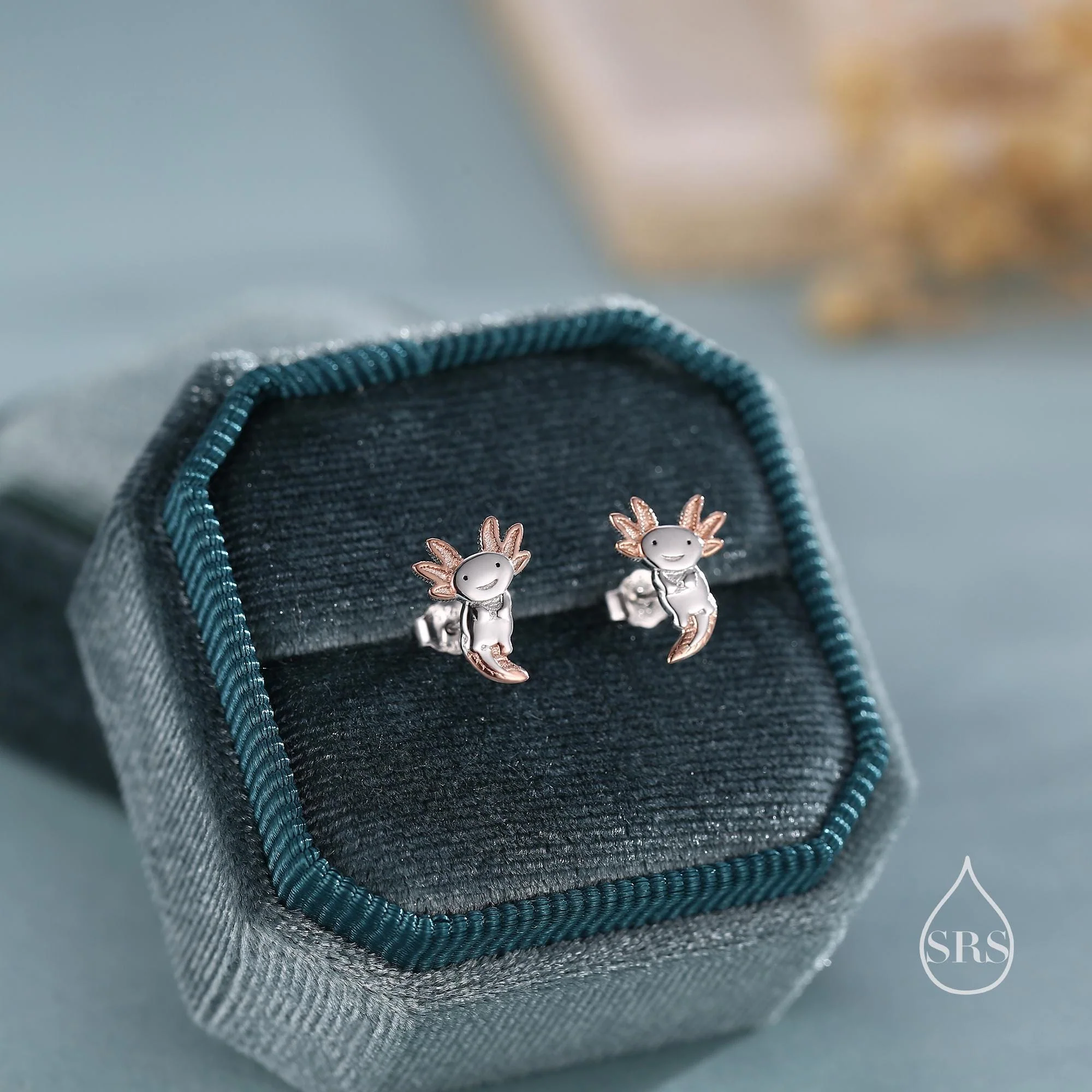 Tiny Cute Axolotl Stud Earrings in Sterling Silver - Silver Sea Creature Stud Earrings - Tiny Earrings - Pet Lover - Cute, Fun, Whimsical - Image 2
