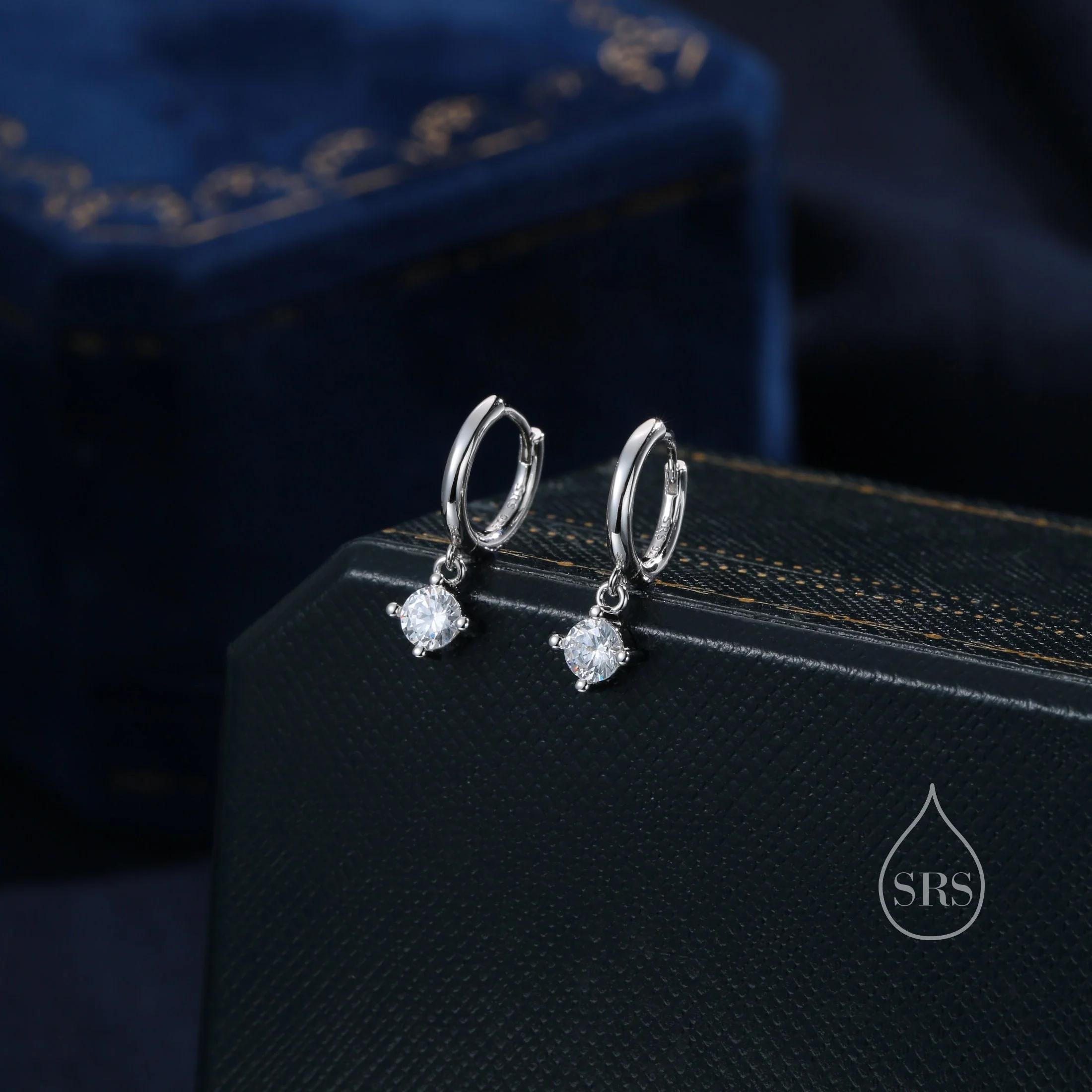 Tiny CZ Huggie Hoop in Sterling Silver, Silver or Gold or Rose Gold, Minimalist Simple Hoop Earrings,  4mm CZ Hoops - Image 4
