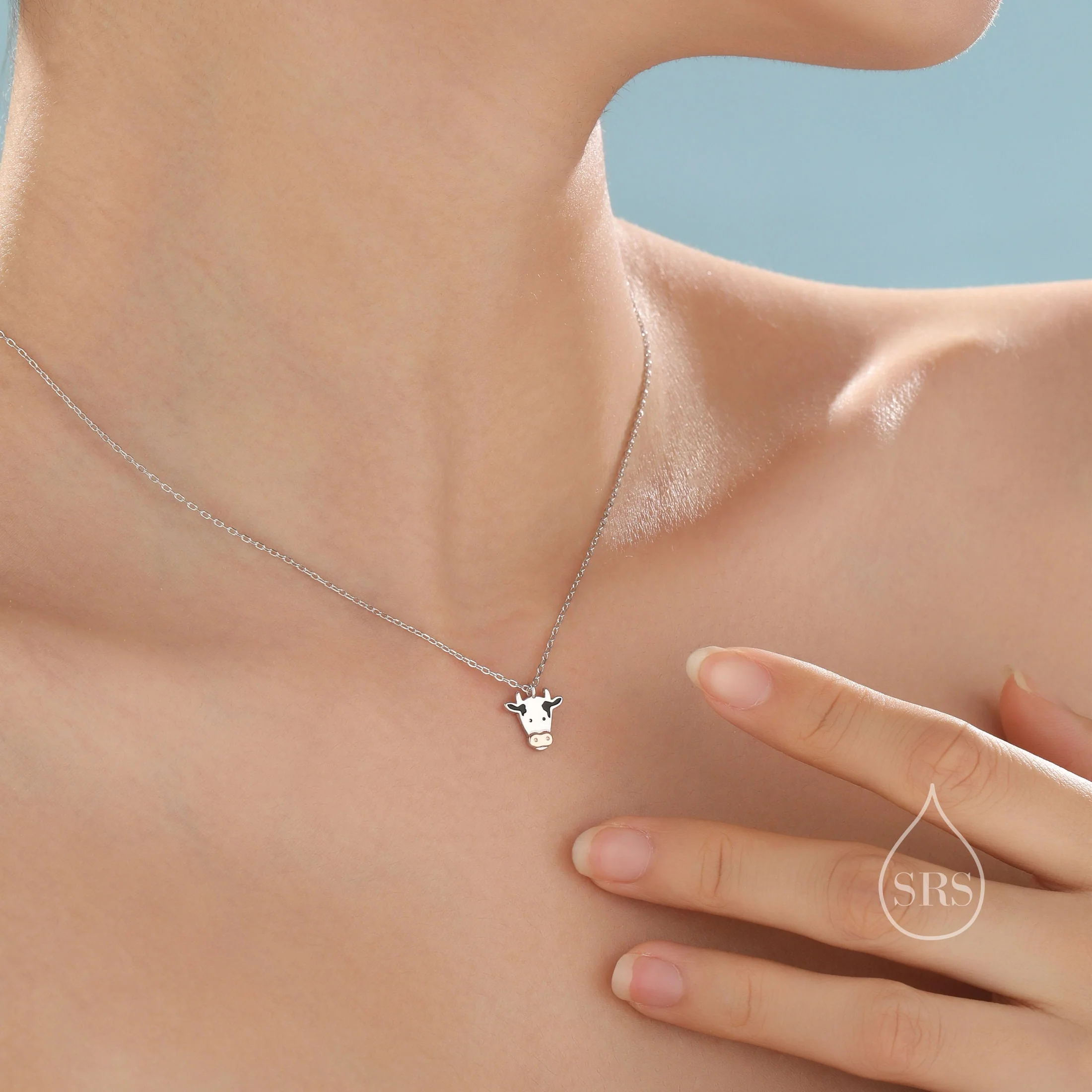 Tiny Dairy Cow Pendant Necklace in Sterling Silver, Dairy Cow Necklace, Farm Animal Necklace, Scottish-Inspired Jewellery - Image 3