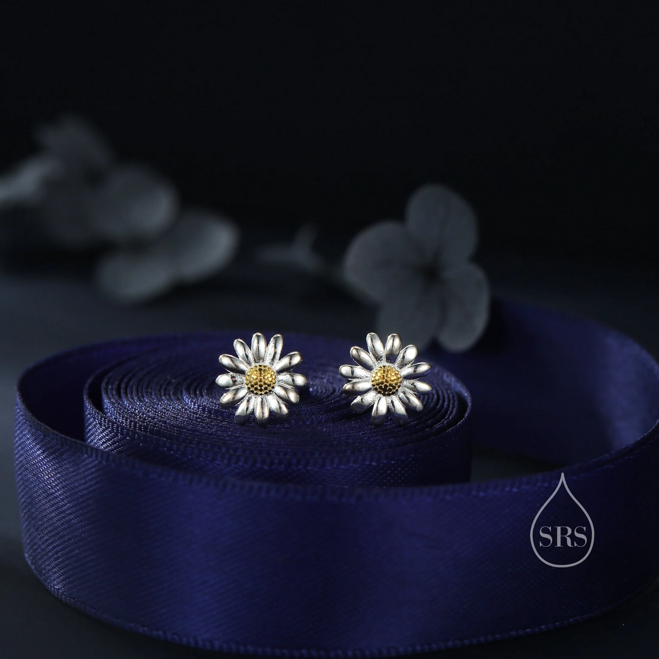 Tiny Daisy Flower Stud Earrings in Sterling Silver, Two Finished Available Silver Daisy Earrings, Silver Daisy Blossom Earrings - Image 5