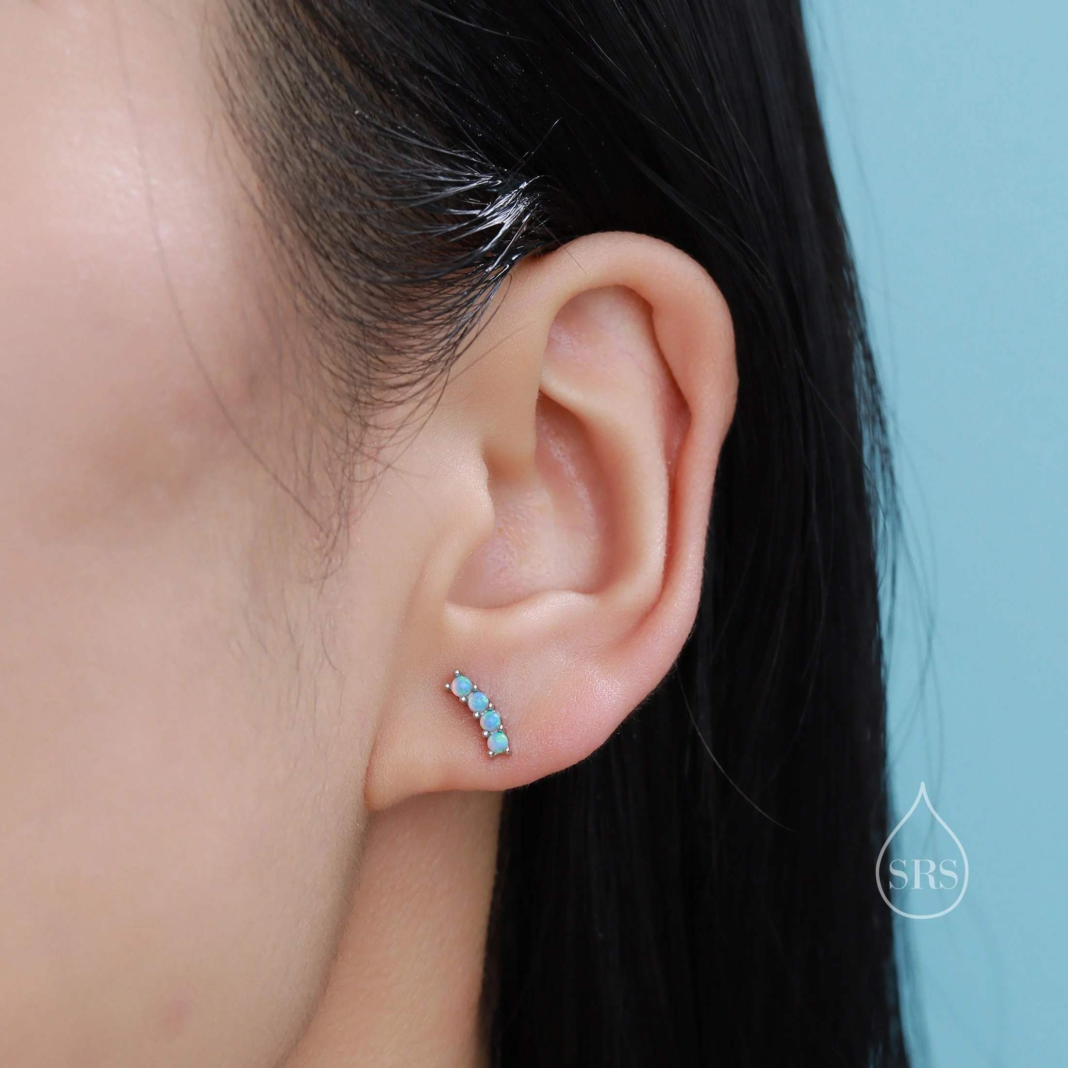 Tiny Dark Purple Opal Curved Bar Screw Back Earrings in Sterling Silver, Silver or Gold, Opal Screw Back Earrings, Fire Opal - Image 6
