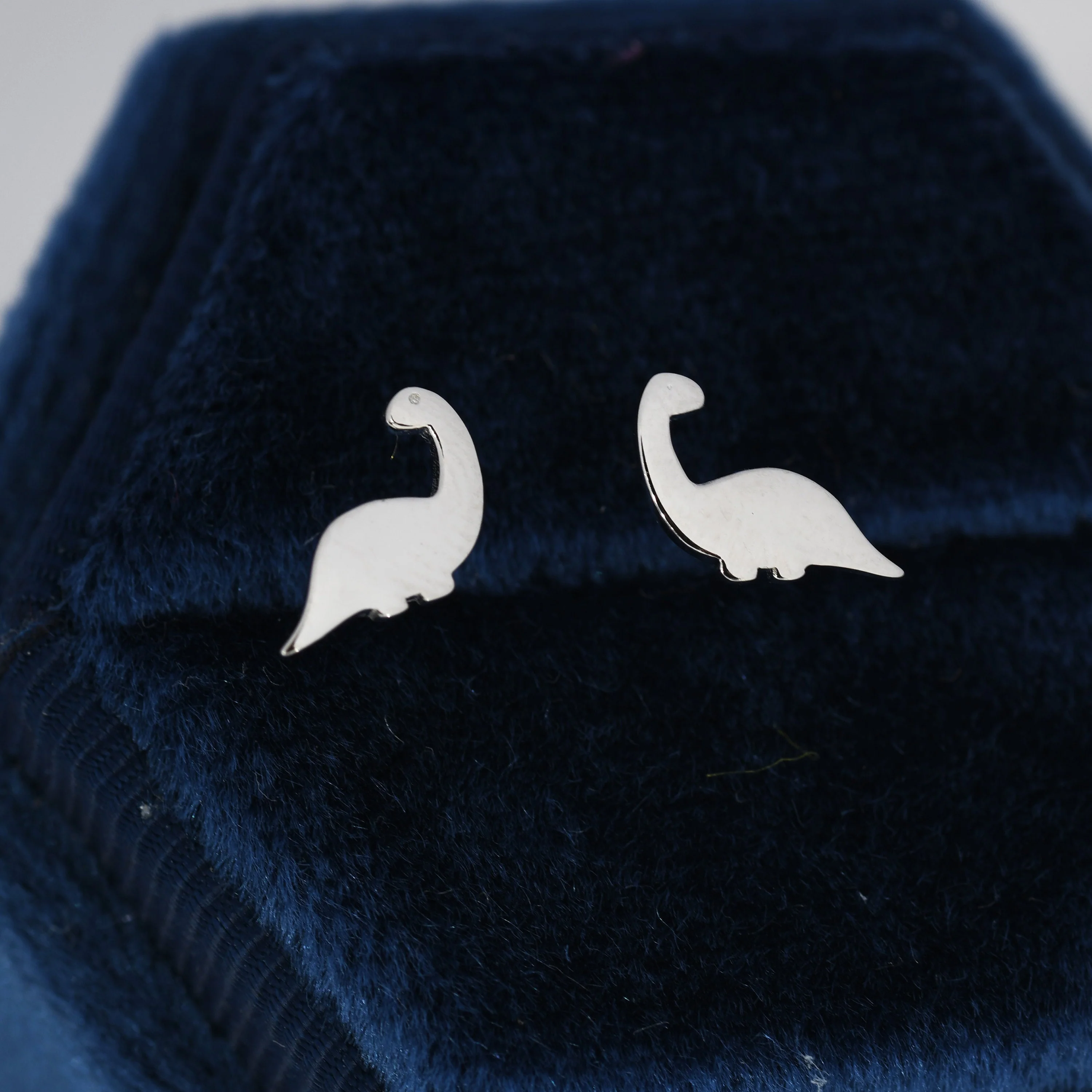 Tiny Dinosaur Stud Earrings in Sterling Silver, Silver or Gold - Image 3